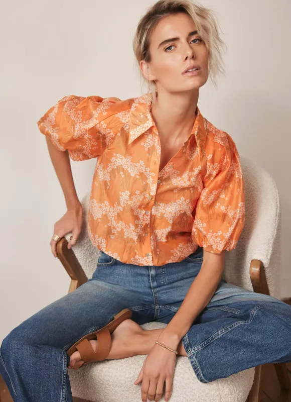 Orange Floral Print Shirt sold by Mint Velvet