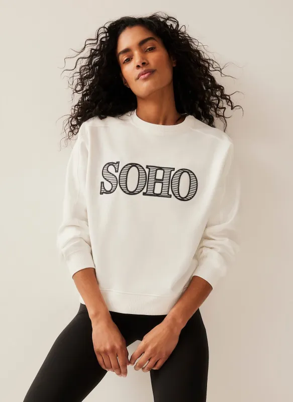 White Soho Slogan Sweatshirt sold by Mint Velvet