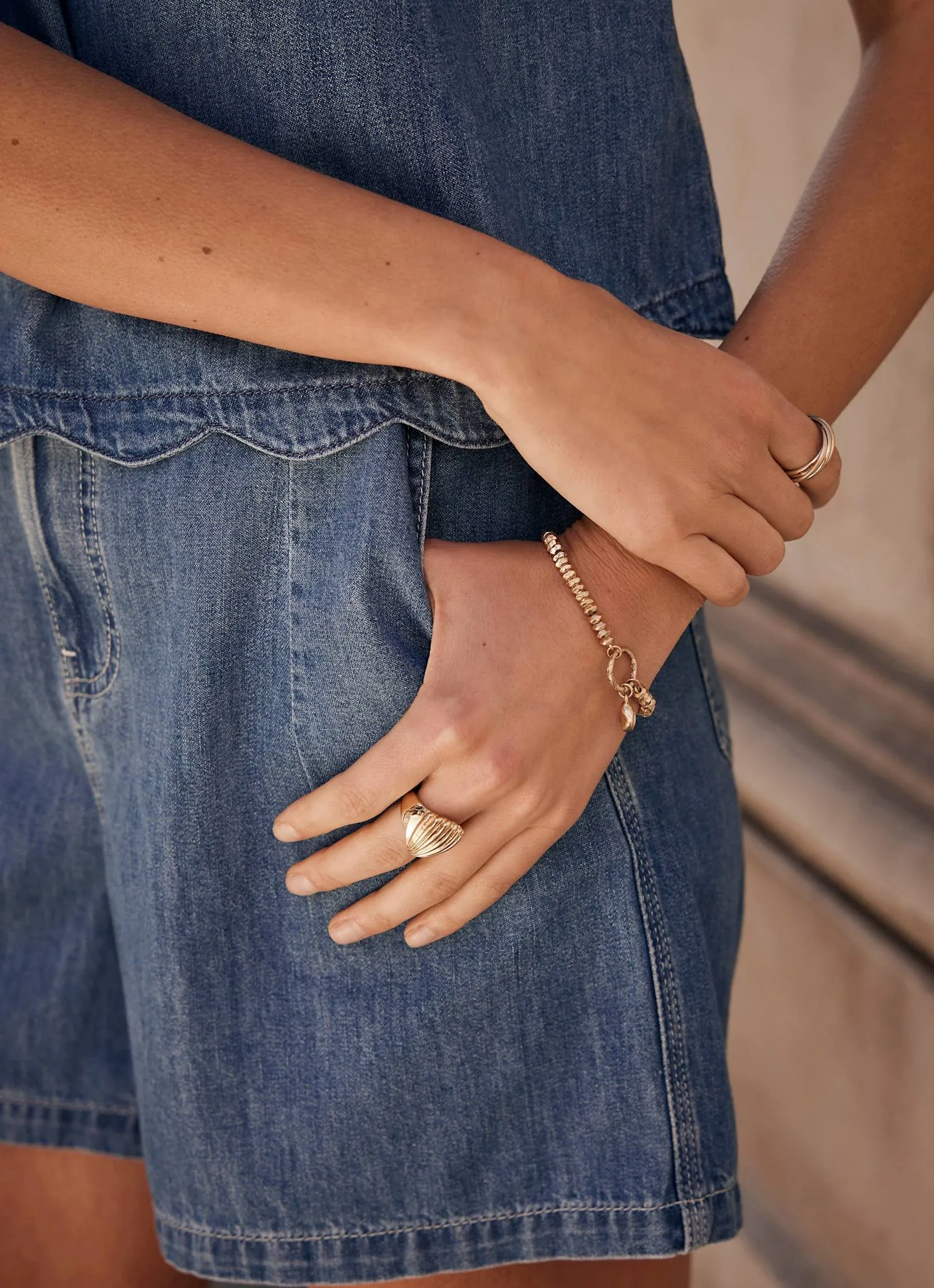 Mid Indigo Tie Waist Denim Shorts sold by Mint Velvet product image thumbnail 3