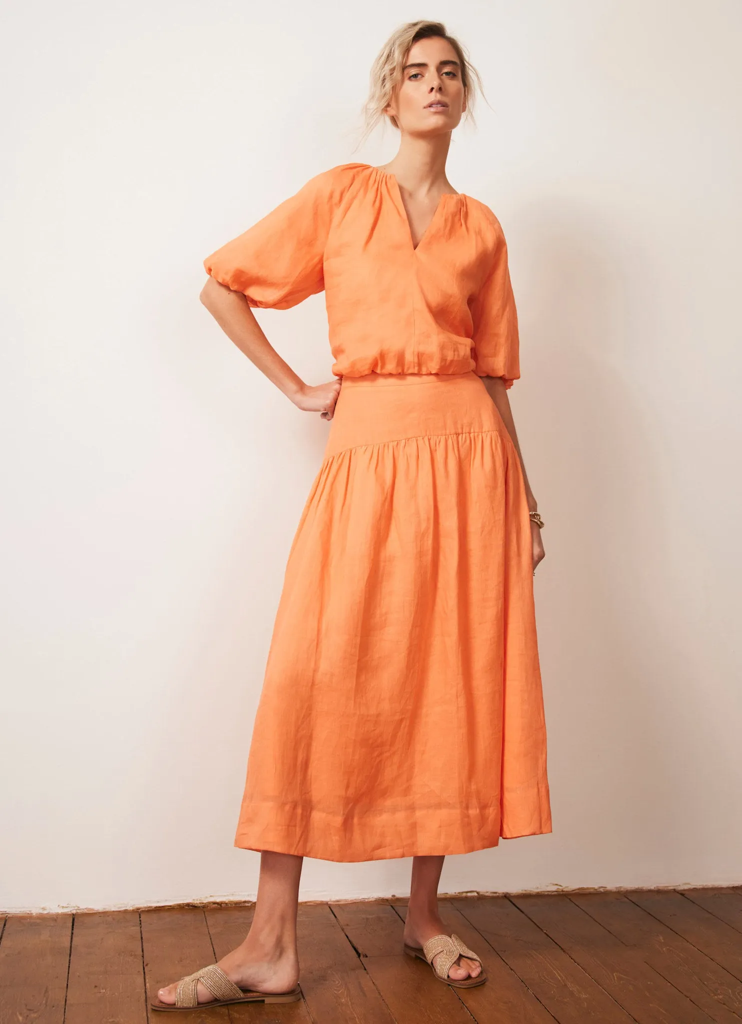 Orange Cotton Puff Sleeve Top sold by Mint Velvet product image thumbnail 2