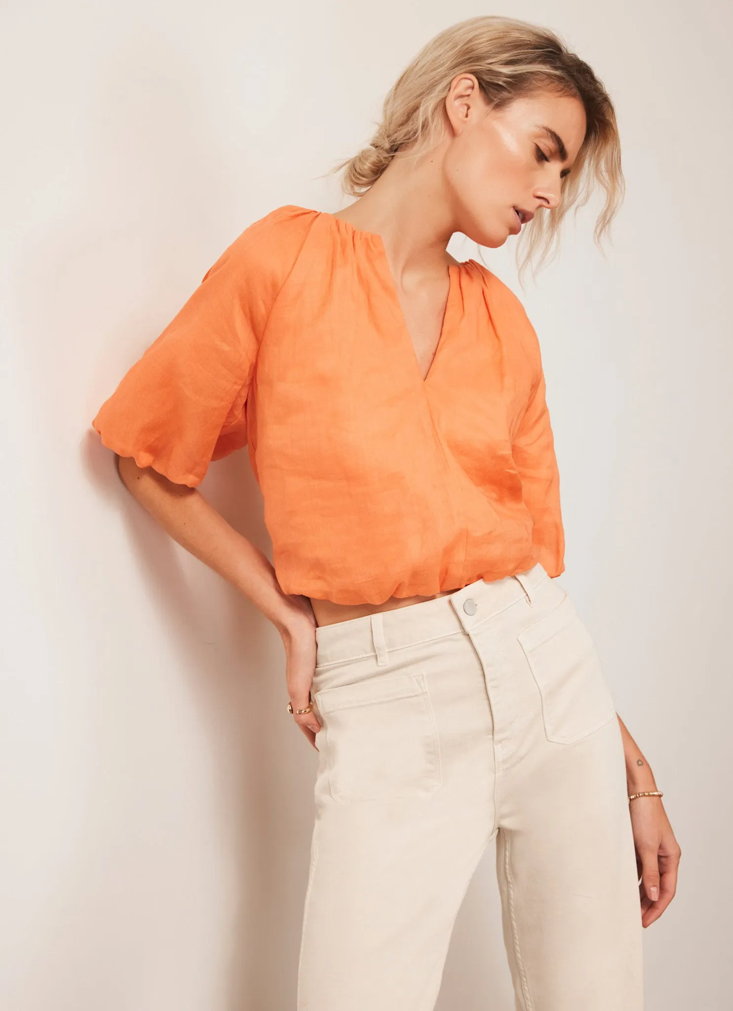 Orange Cotton Puff Sleeve Top sold by Mint Velvet product image thumbnail 5