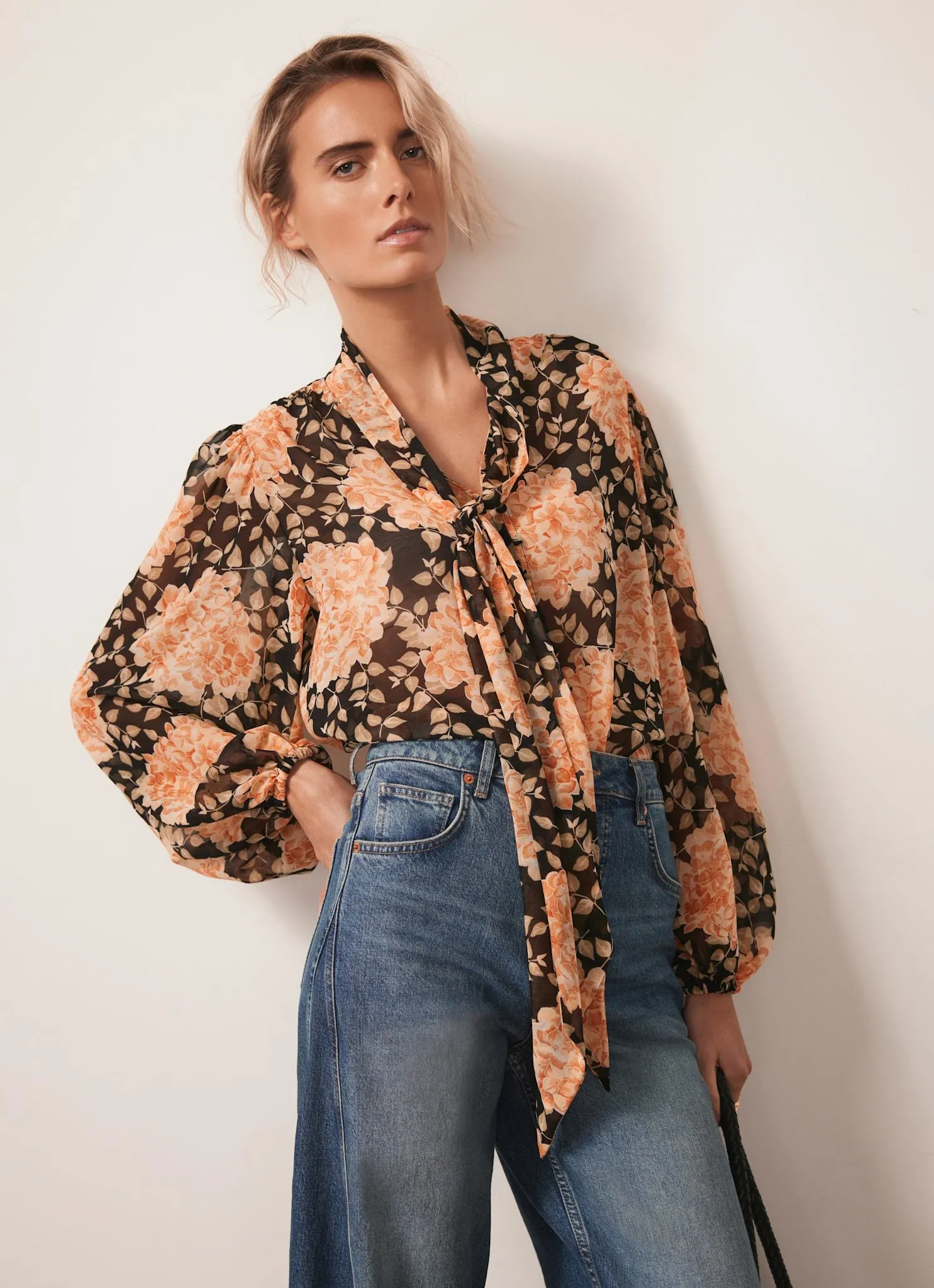 Orange Floral Print Blouse sold by Mint Velvet product image thumbnail 5