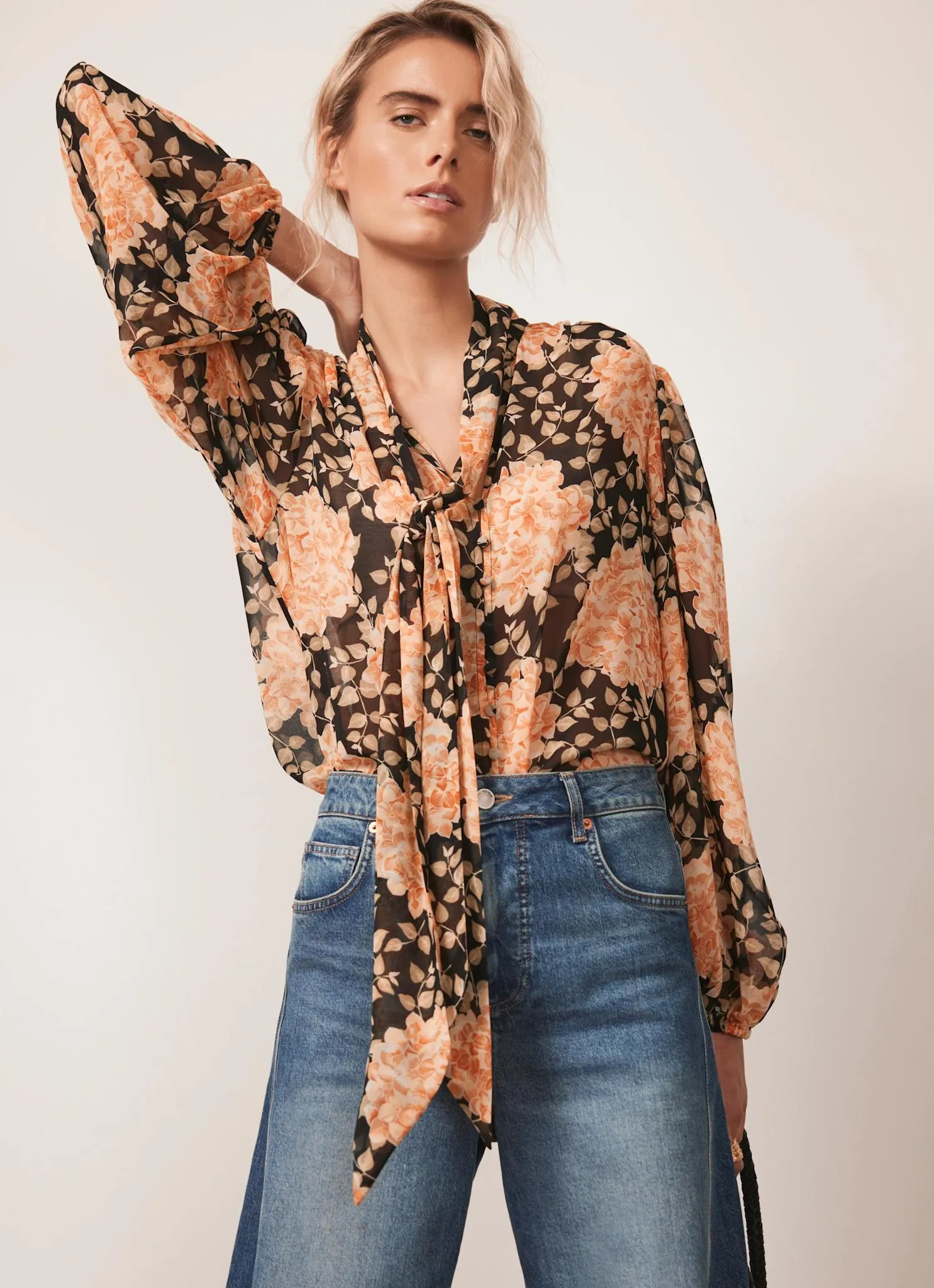 Orange Floral Print Blouse sold by Mint Velvet product image thumbnail 2