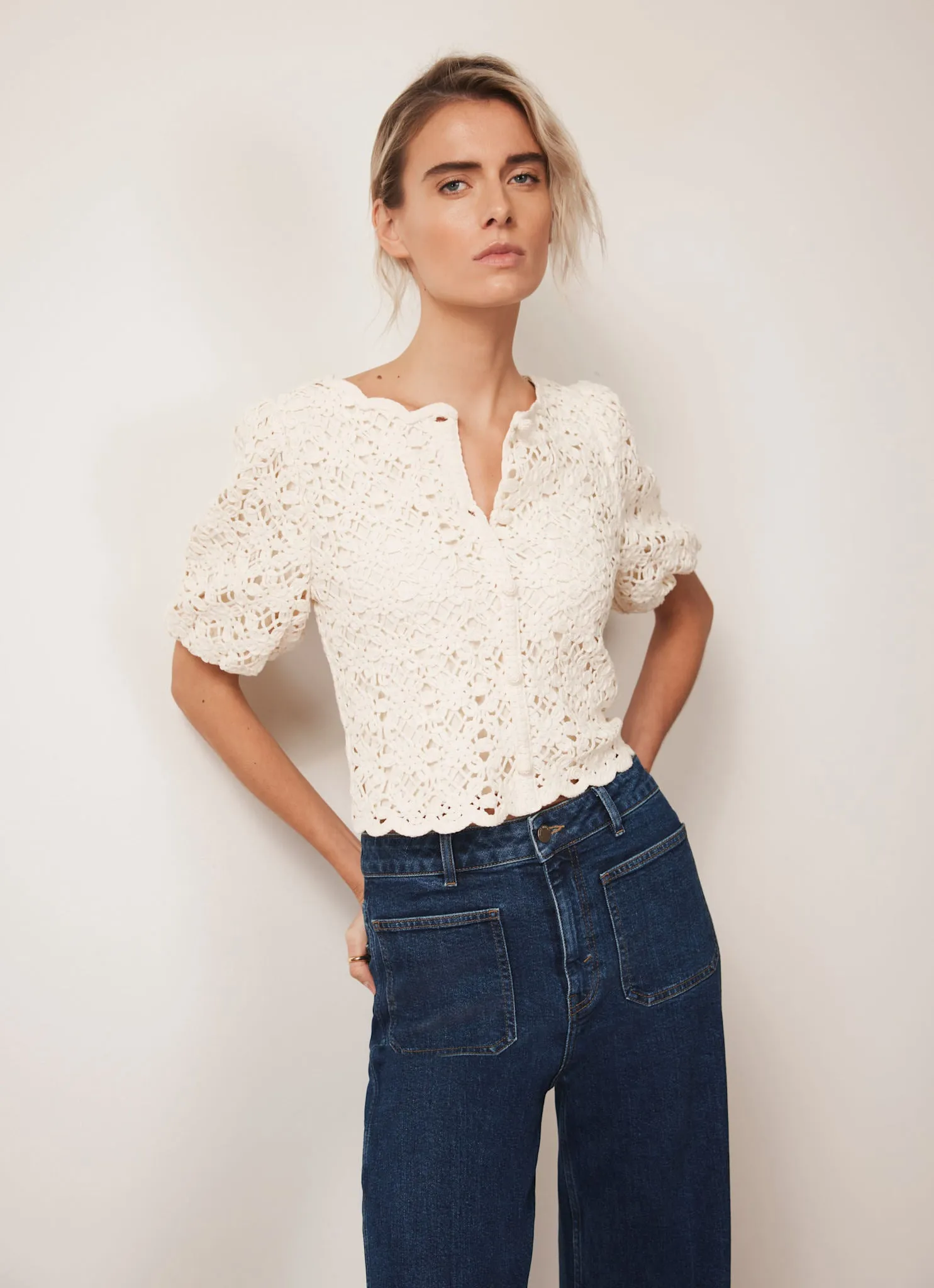 Cream Crochet Knit Top sold by Mint Velvet product image thumbnail 4