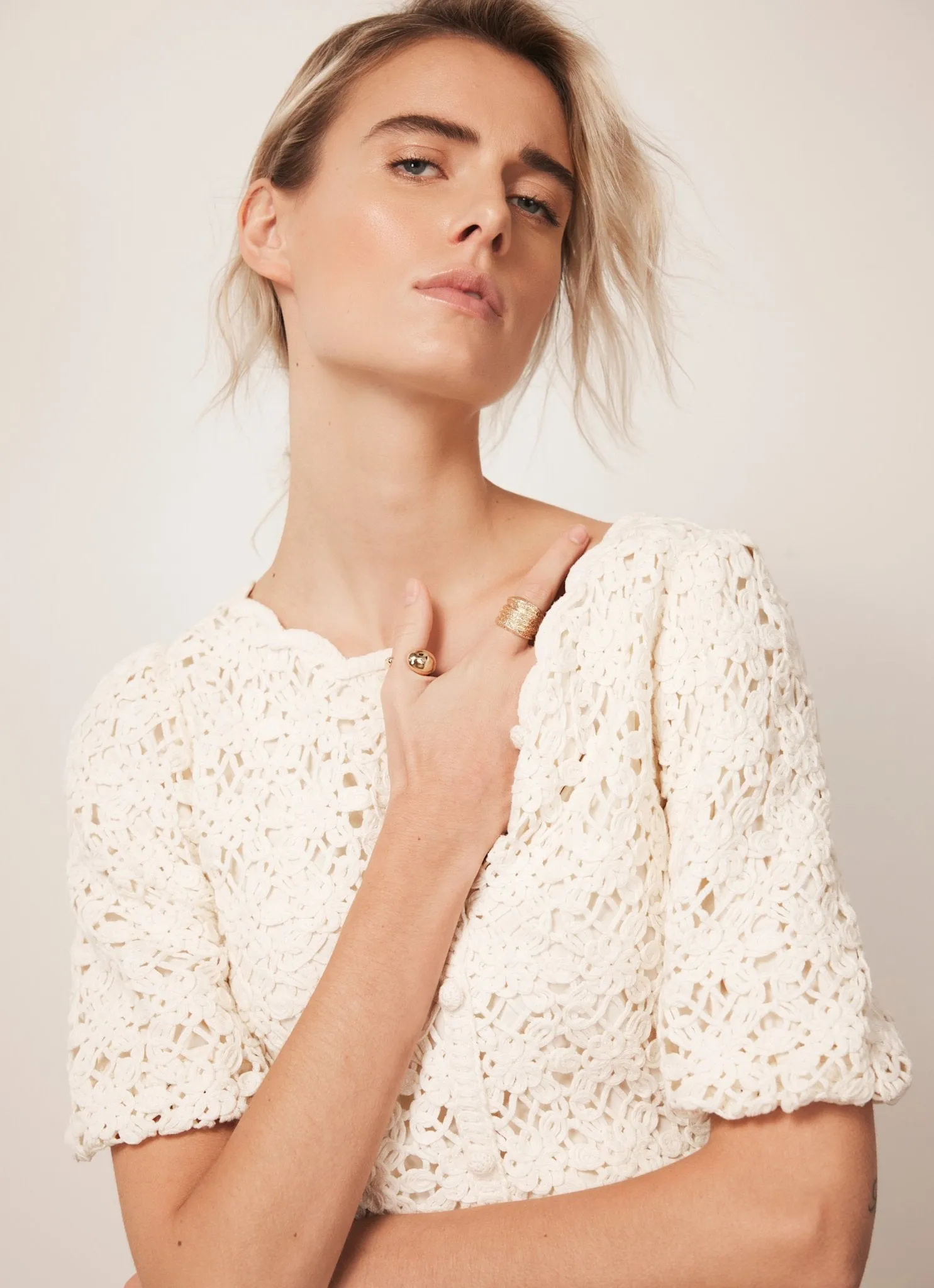 Cream Crochet Knit Top sold by Mint Velvet product image thumbnail 5