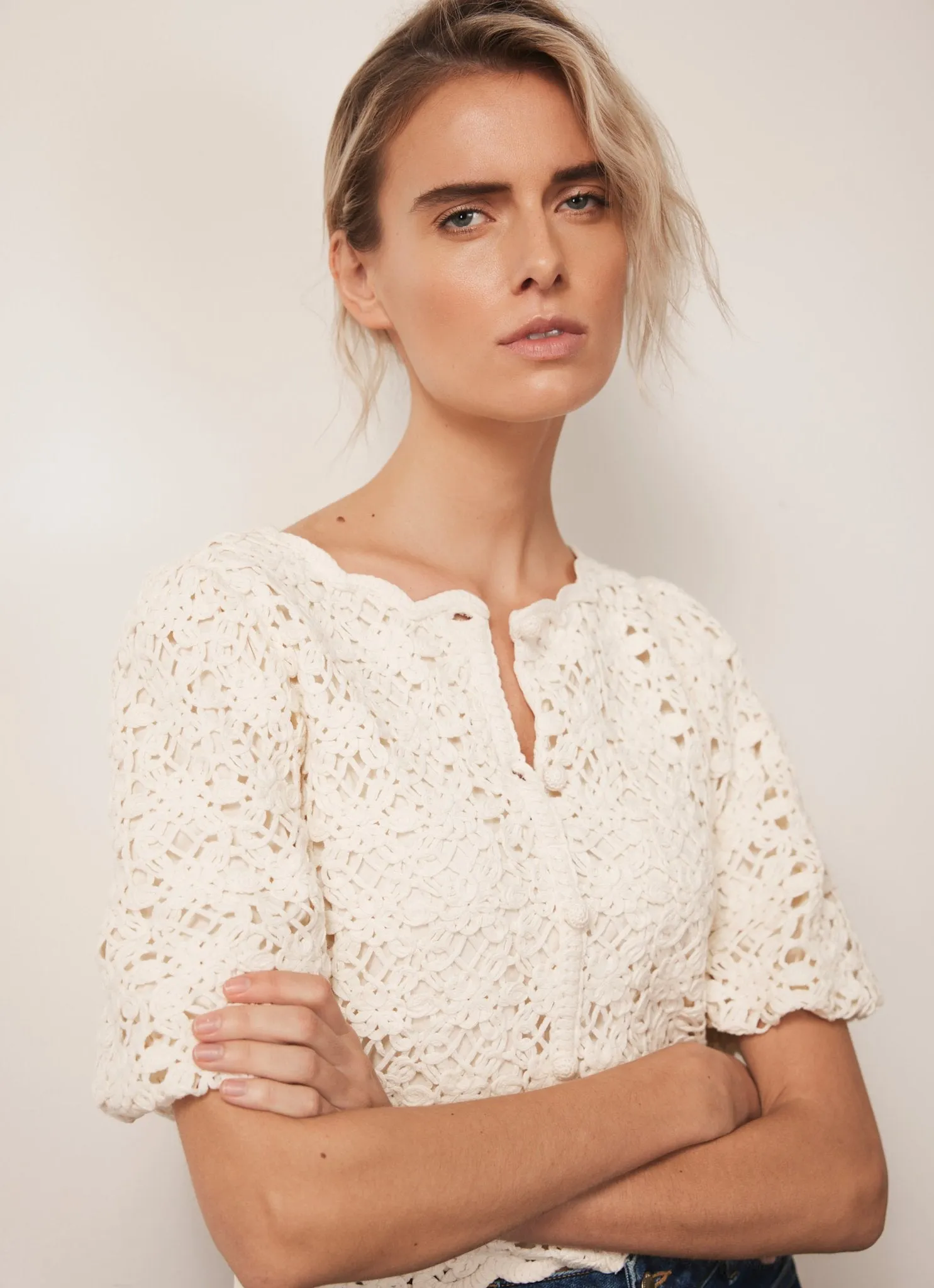 Cream Crochet Knit Top sold by Mint Velvet product image thumbnail 3
