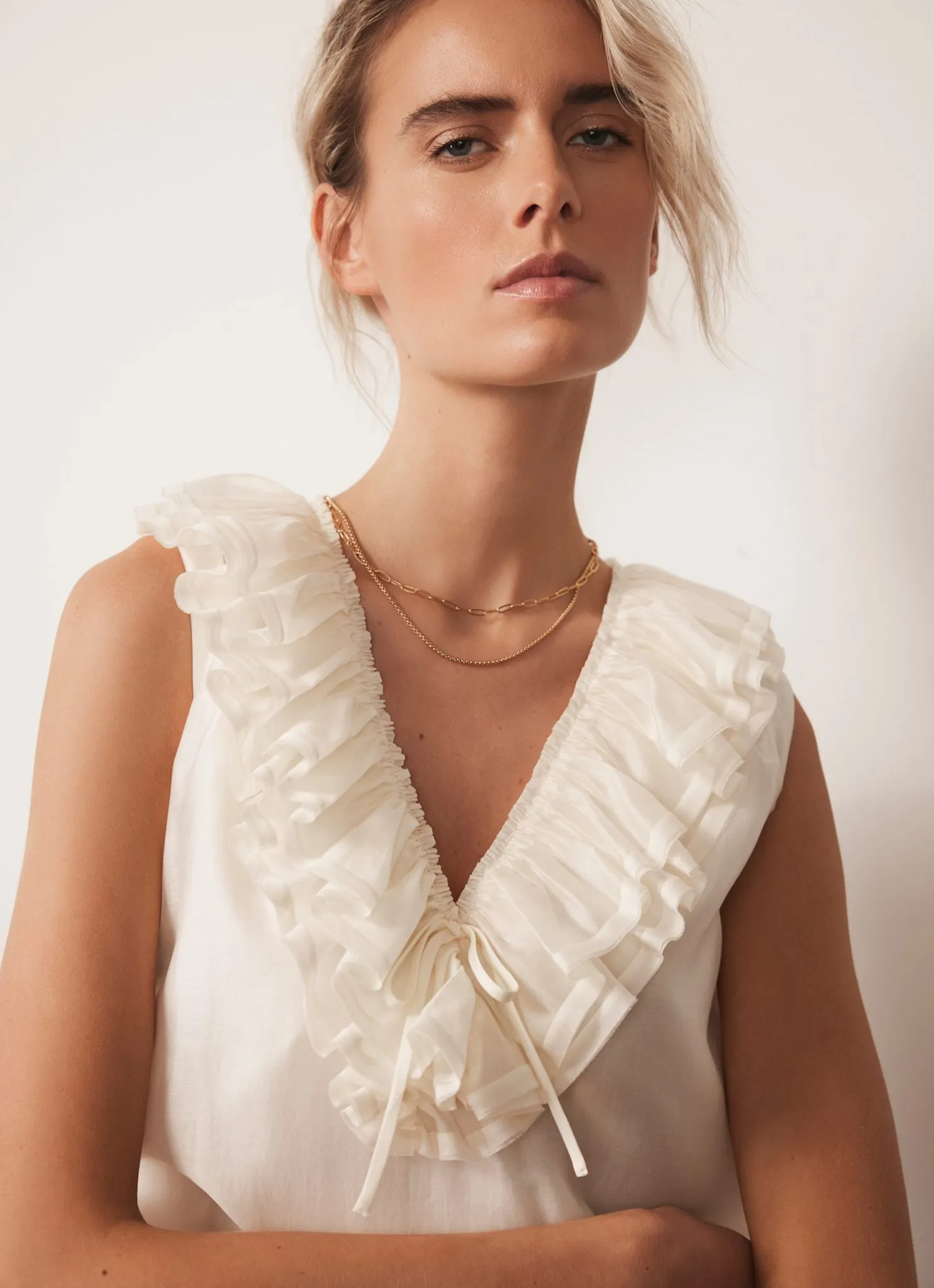 Cream Ruffle Front Top sold by Mint Velvet product image thumbnail 3