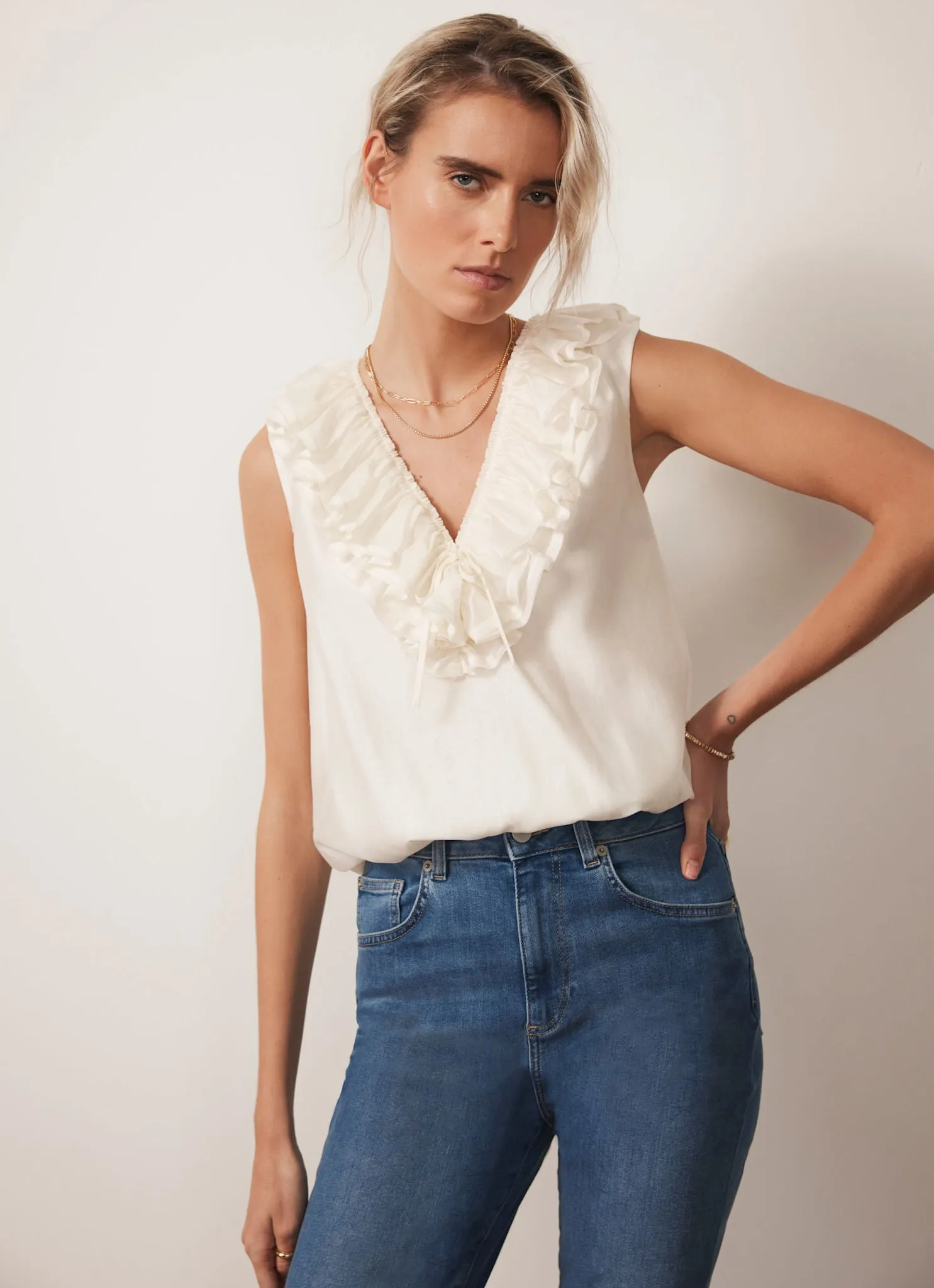 Cream Ruffle Front Top sold by Mint Velvet product image thumbnail 4