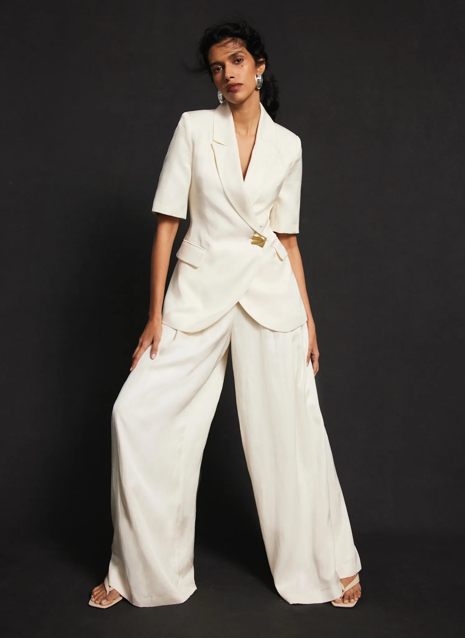 Cream Short Sleeve Longline Blazer sold by Mint Velvet product image thumbnail 3