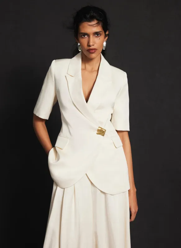 Cream Short Sleeve Longline Blazer sold by Mint Velvet