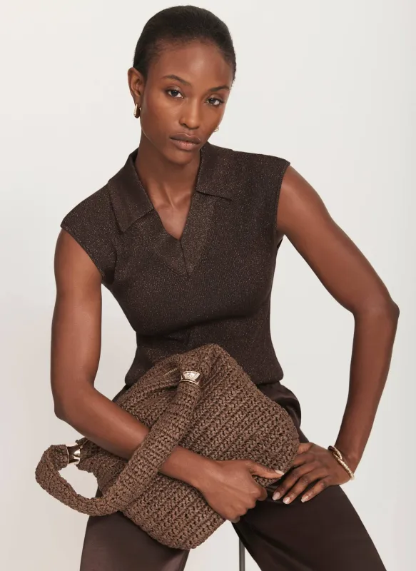 Brown Metallic Sleeveless Knit Top sold by Mint Velvet