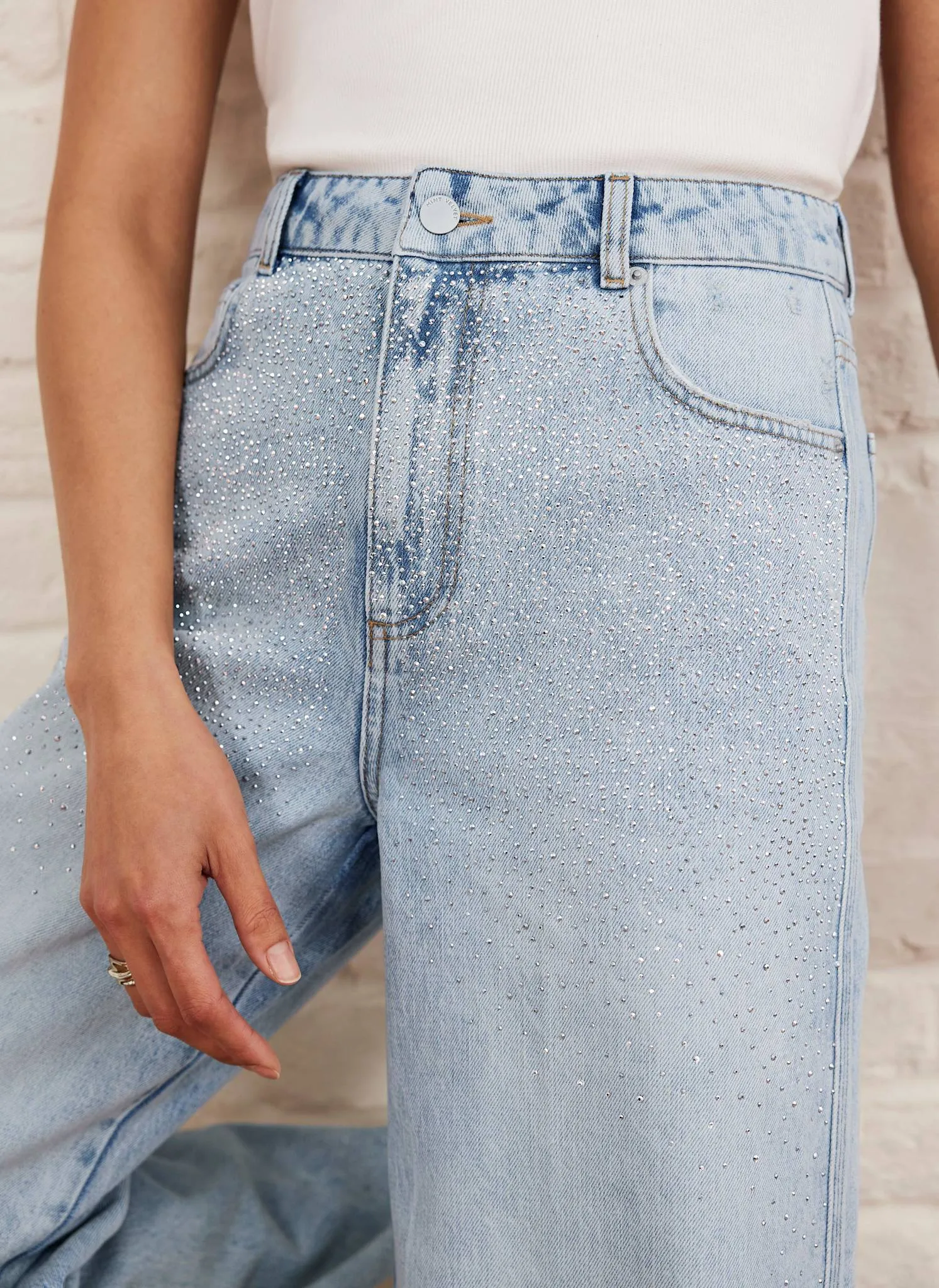 Light Indigo Diamante Wide Leg Jeans sold by Mint Velvet product image thumbnail 3
