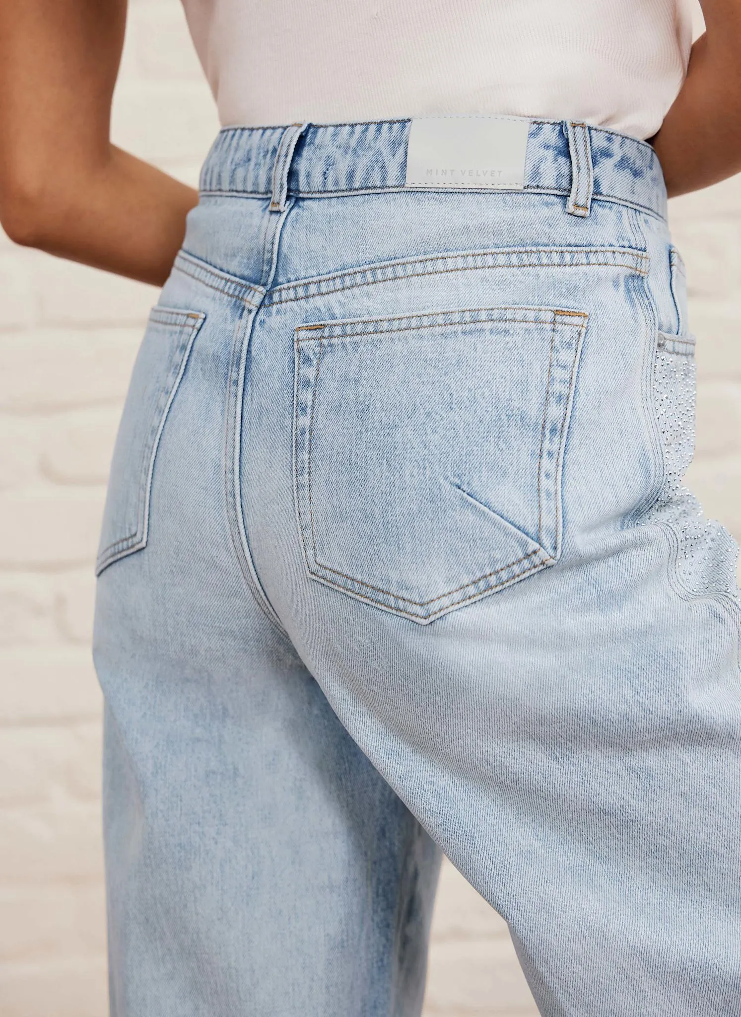 Light Indigo Diamante Wide Leg Jeans sold by Mint Velvet product image thumbnail 5
