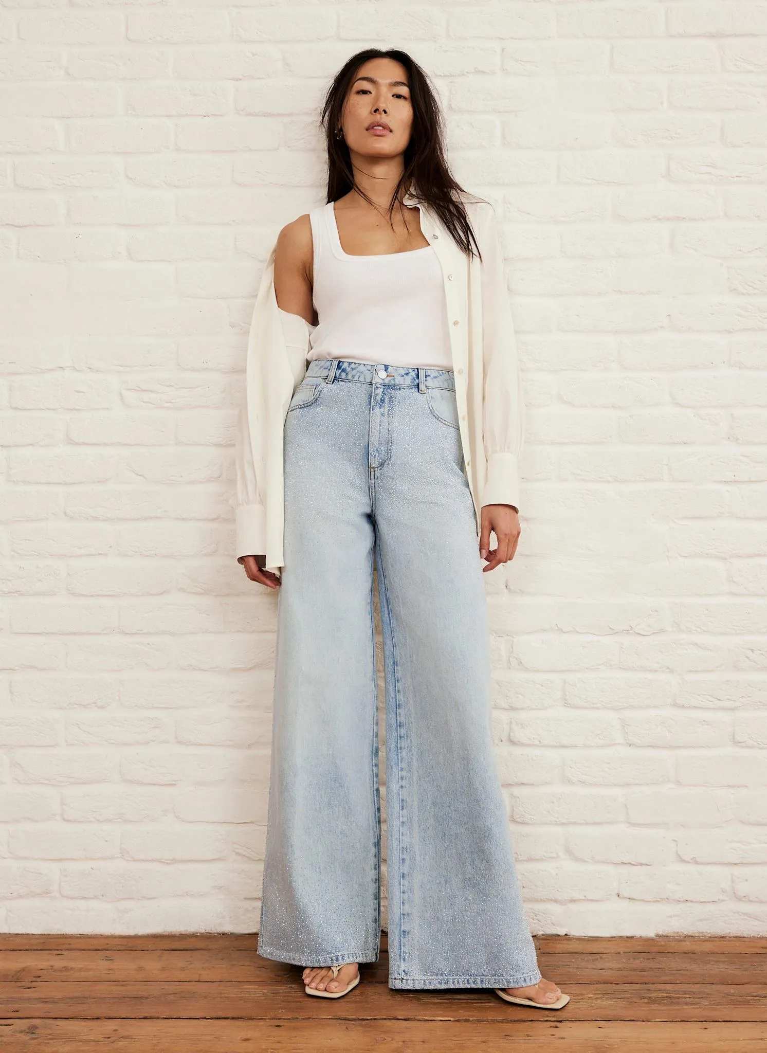 Light Indigo Diamante Wide Leg Jeans sold by Mint Velvet