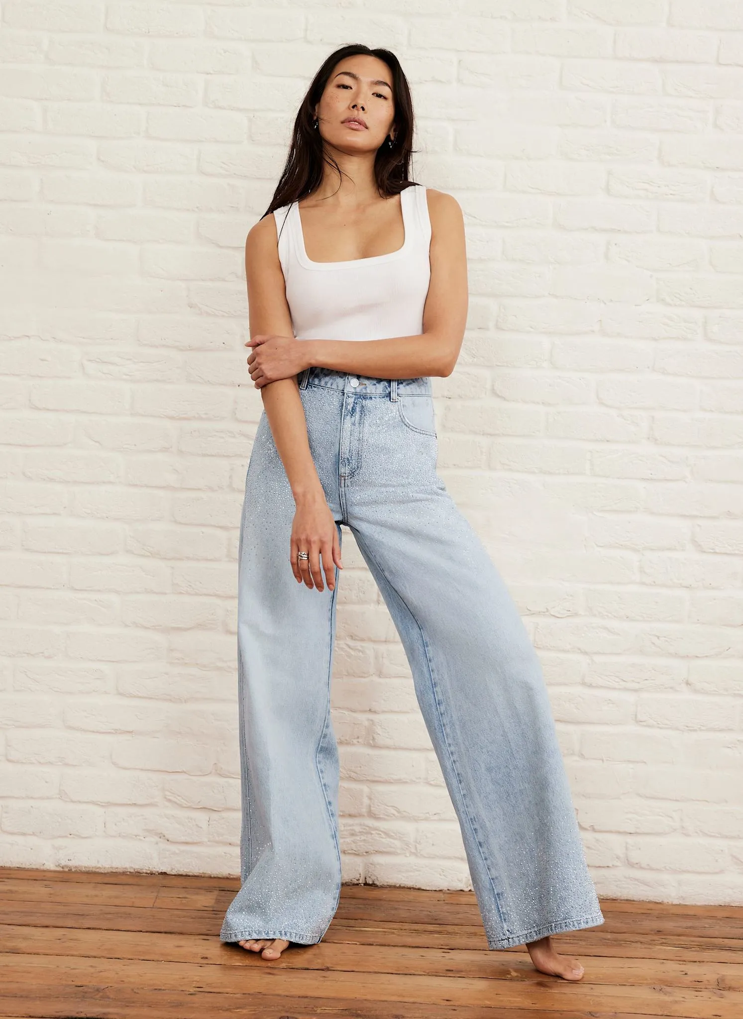 Light Indigo Diamante Wide Leg Jeans sold by Mint Velvet product image thumbnail 4