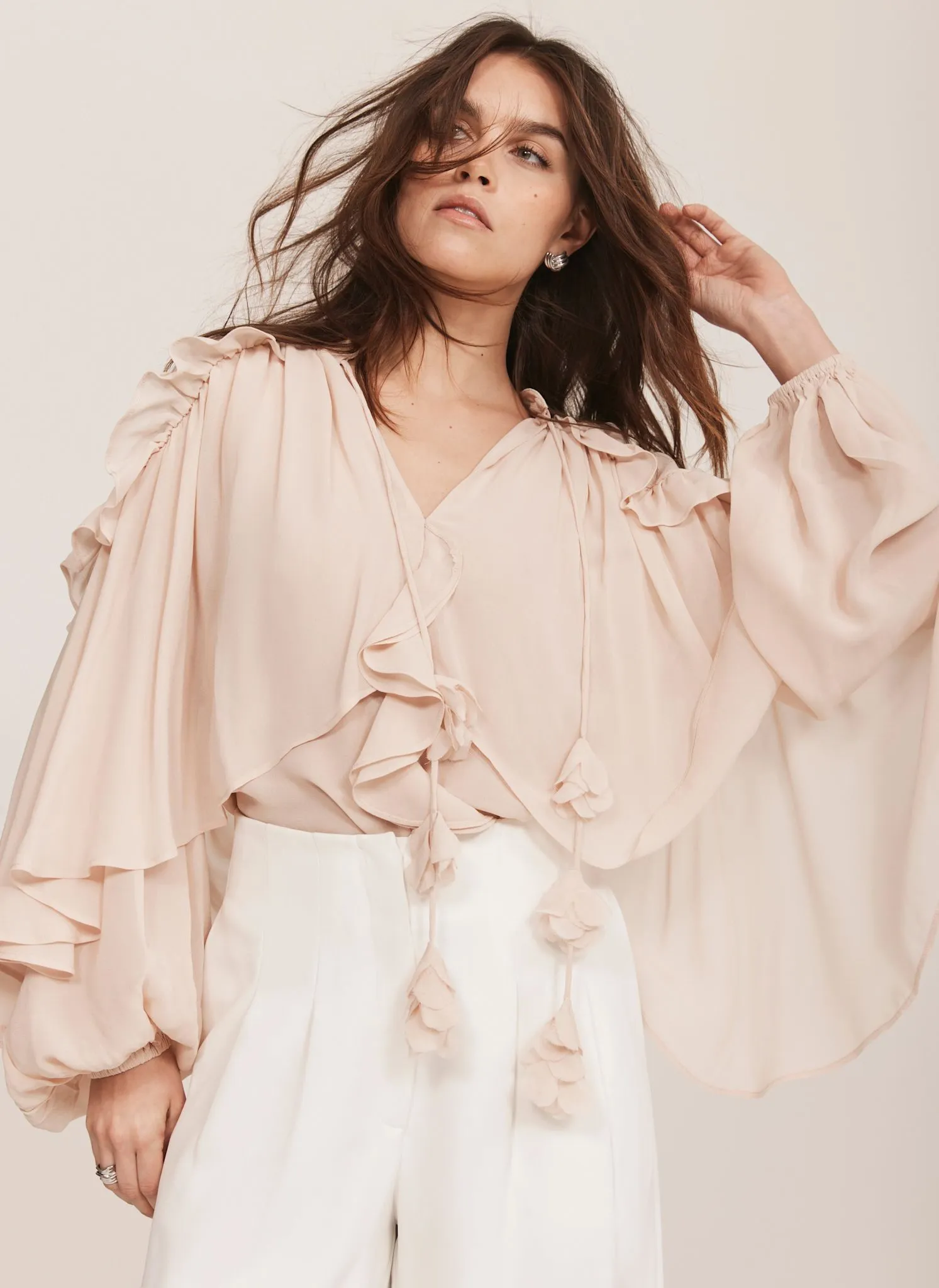 Pink Cape Ruffle Blouse sold by Mint Velvet product image thumbnail 2