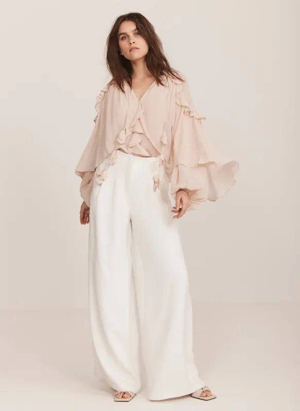 Pink Cape Ruffle Blouse made by Mint Velvet