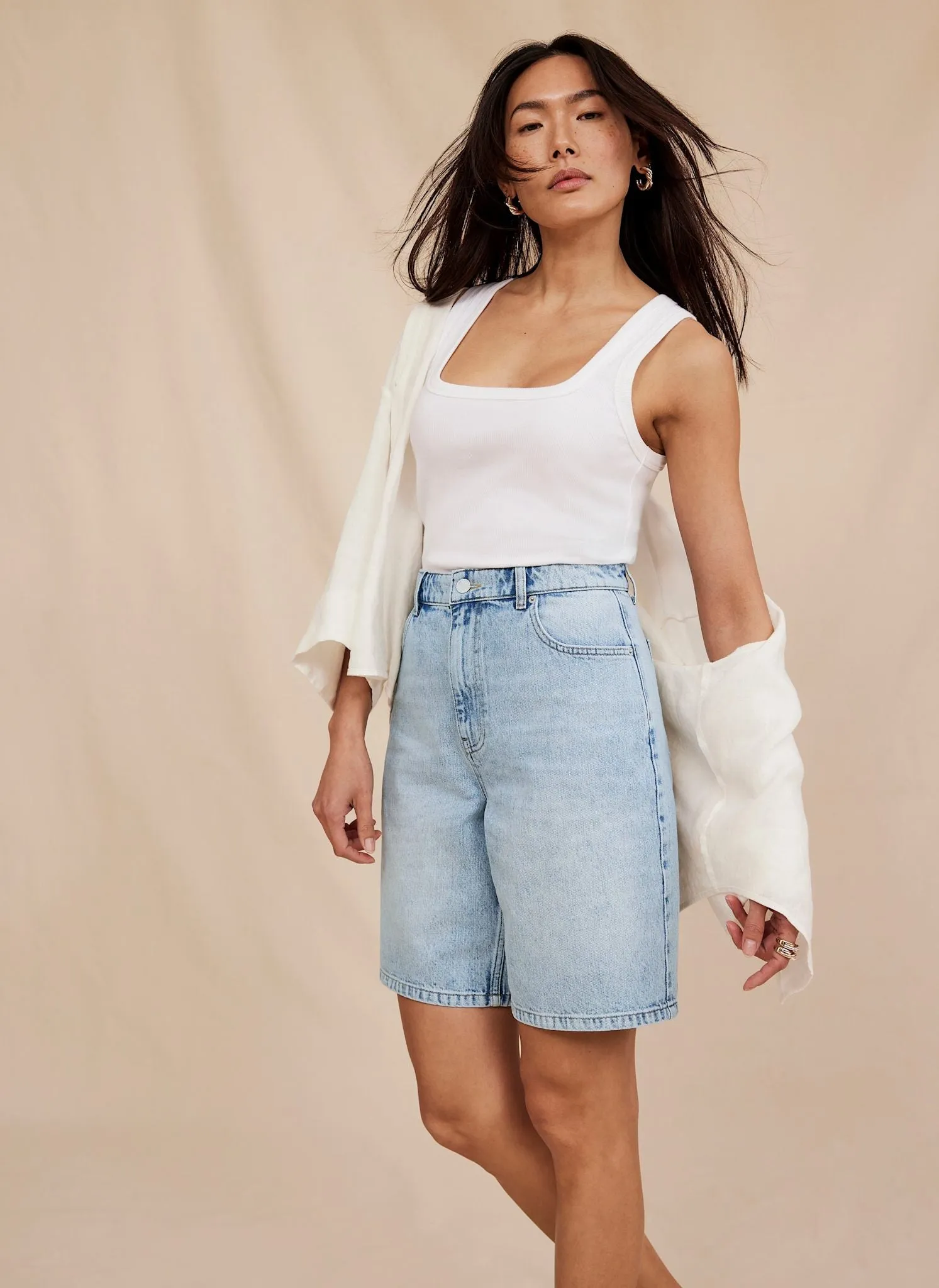 Mid Indigo Long Denim Shorts sold by Mint Velvet product image thumbnail 3
