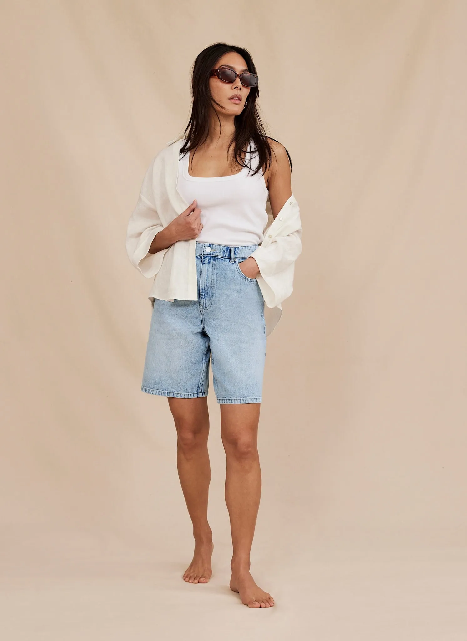 Mid Indigo Long Denim Shorts sold by Mint Velvet product image thumbnail 4