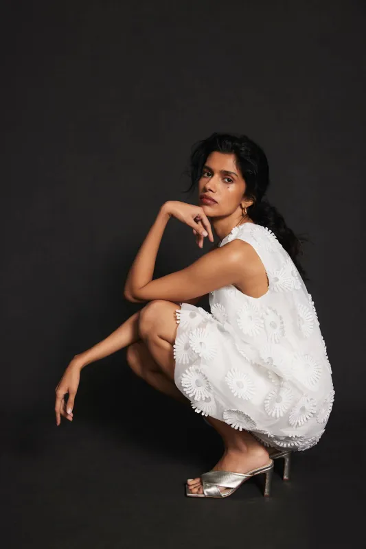 White Floral Applique Mini Dress sold by Mint Velvet