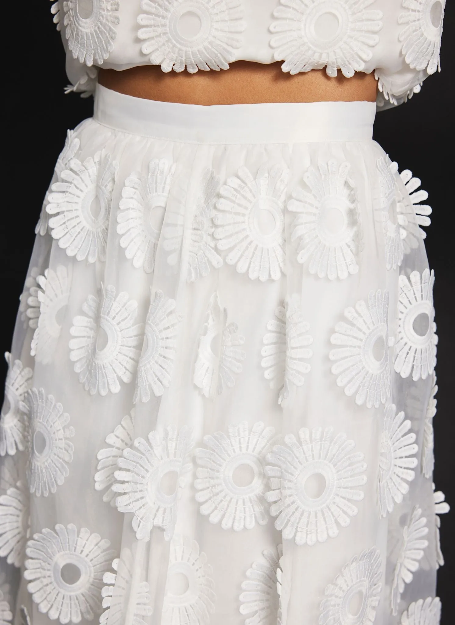 White Floral Applique Midi Skirt sold by Mint Velvet product image thumbnail 3