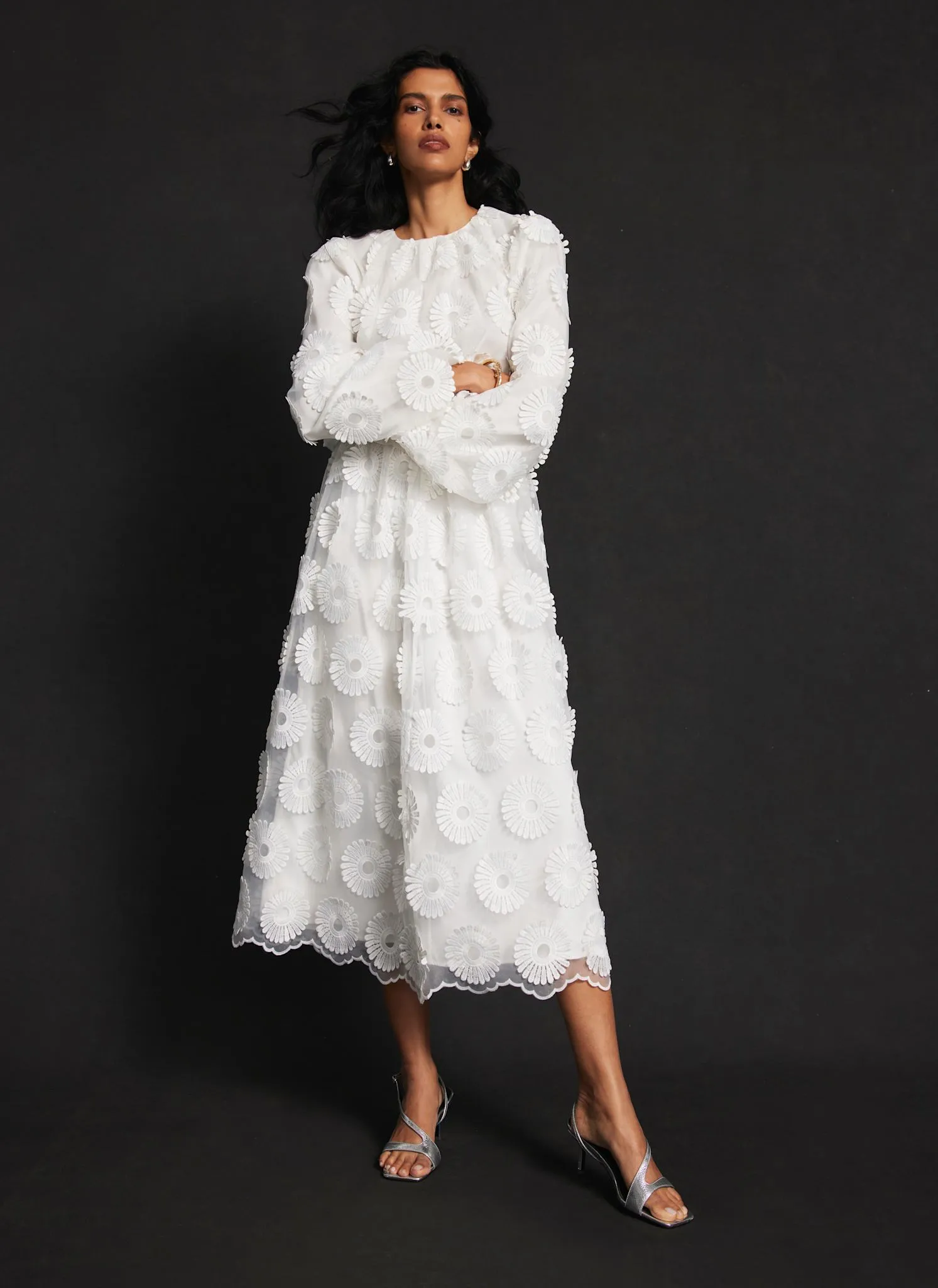 White Floral Applique Midi Skirt sold by Mint Velvet product image thumbnail 5