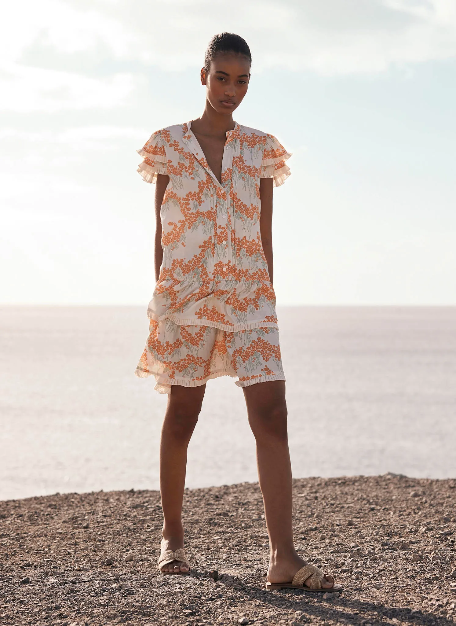 Orange Floral Print Mini Dress sold by Mint Velvet product image thumbnail 4