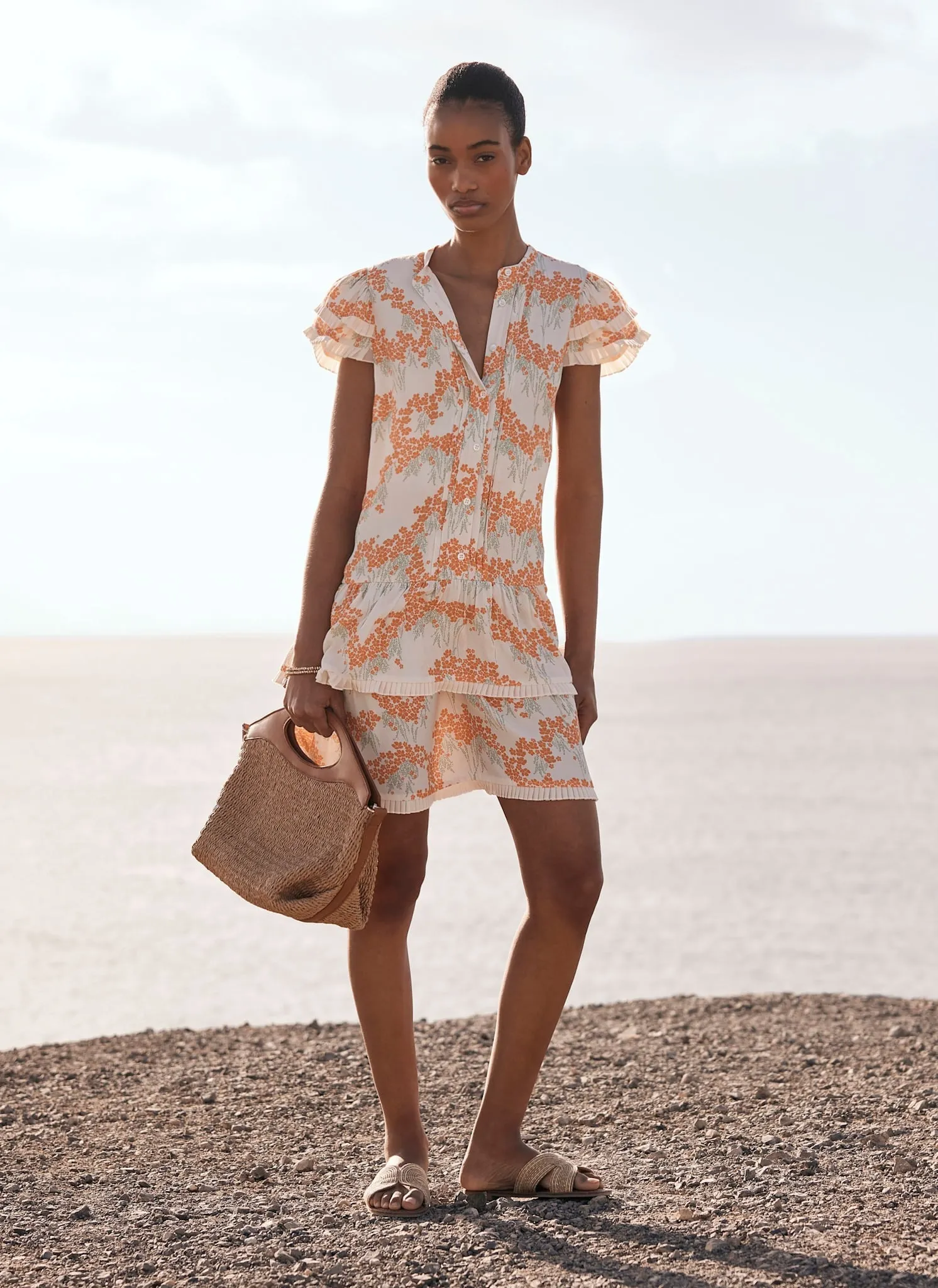 Orange Floral Print Mini Dress sold by Mint Velvet