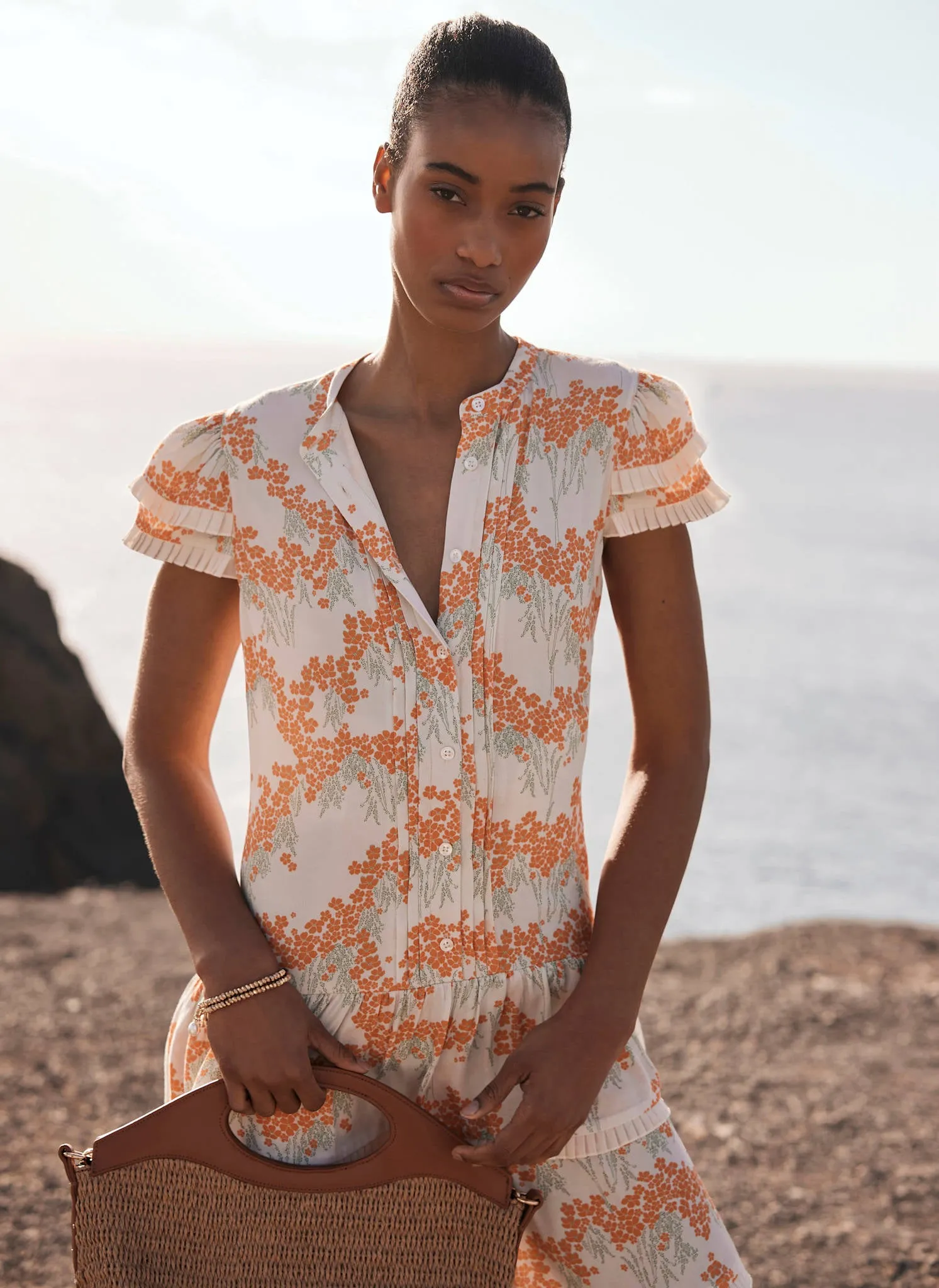 Orange Floral Print Mini Dress sold by Mint Velvet product image thumbnail 2