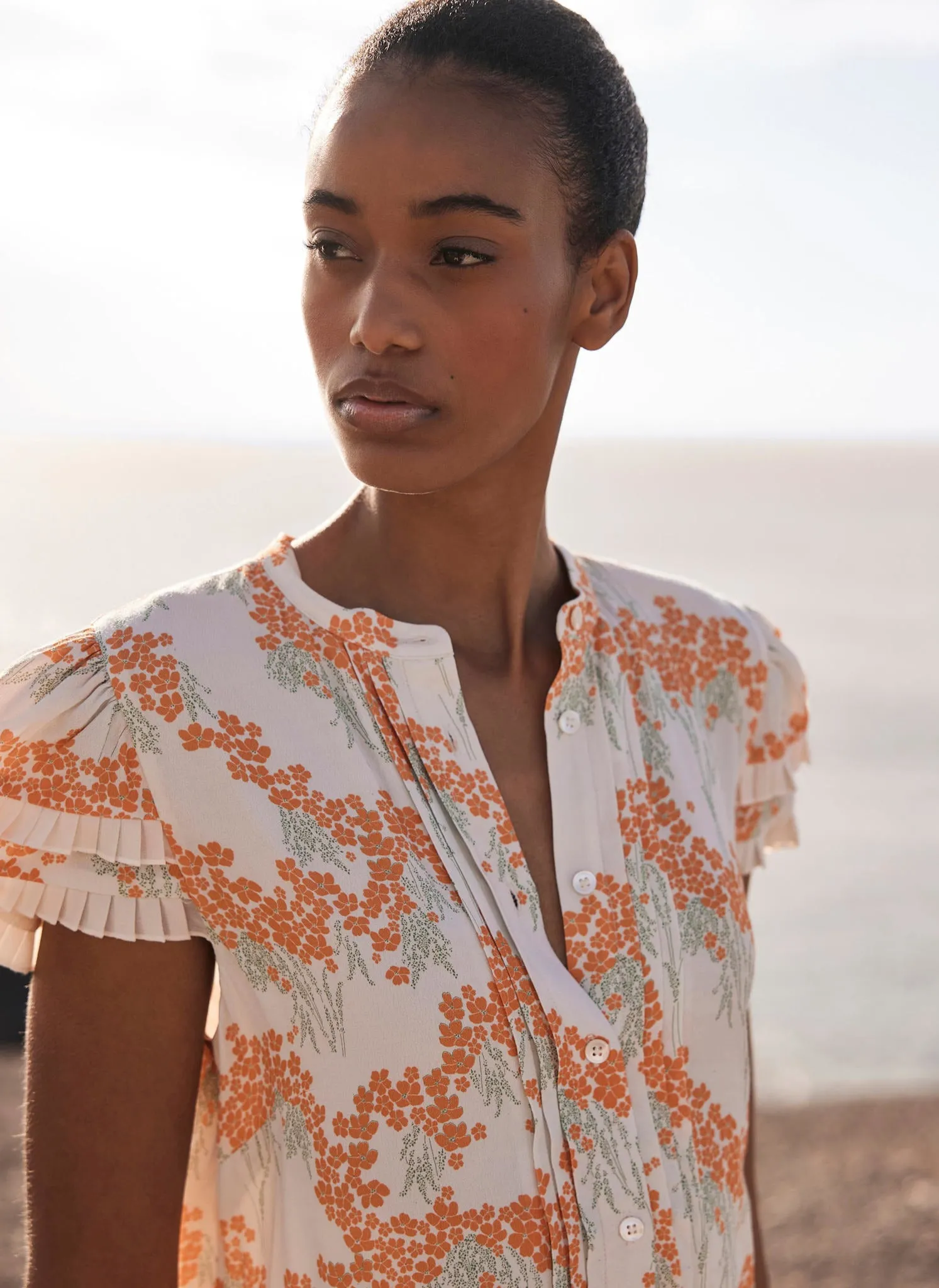 Orange Floral Print Mini Dress sold by Mint Velvet product image thumbnail 5