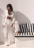 White Floral Mesh Wide Trousers sold by Mint Velvet