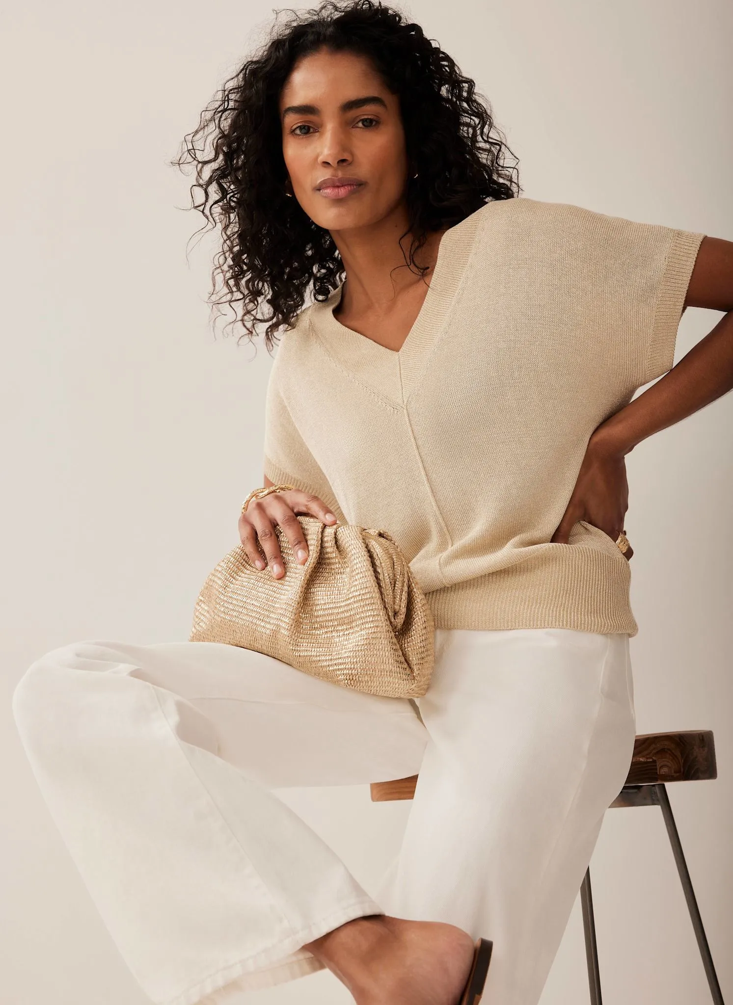 Gold Metallic Knit Top sold by Mint Velvet