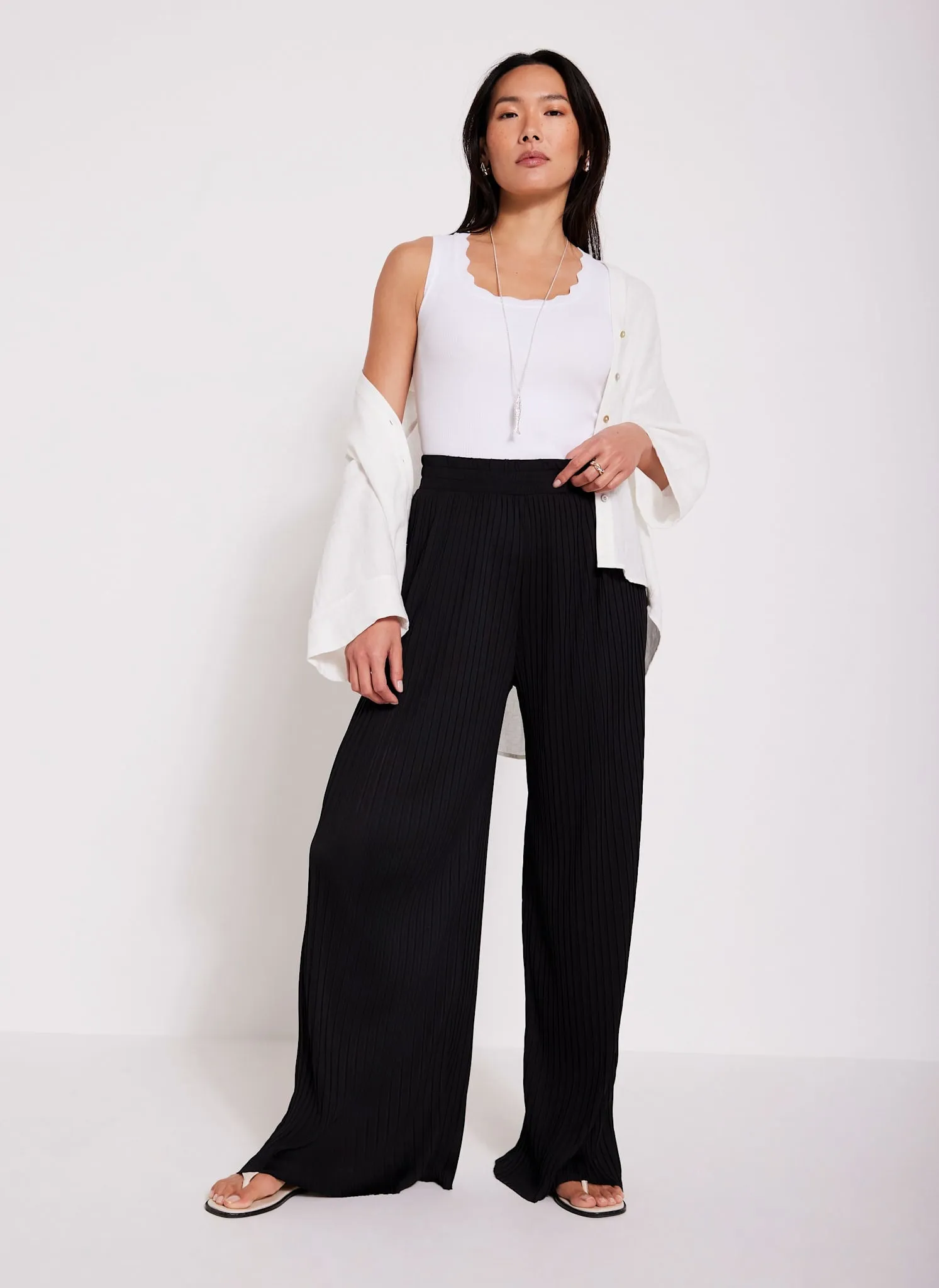 Black Plisse Wide Leg Trousers sold by Mint Velvet product image thumbnail 4