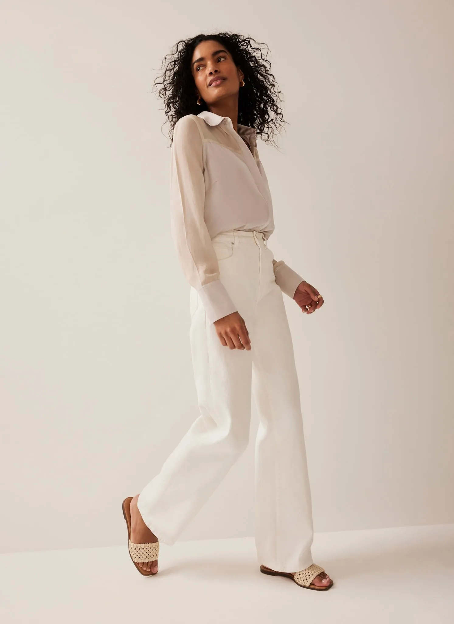 Neutral Satin Long Sleeve Shirt sold by Mint Velvet product image thumbnail 3