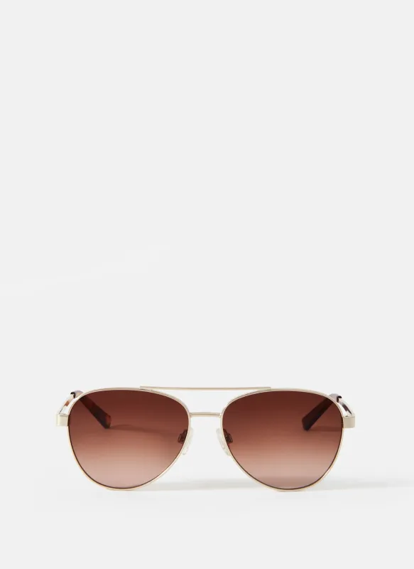 Gold Tone Gradient Aviator Sunglasses sold by Mint Velvet