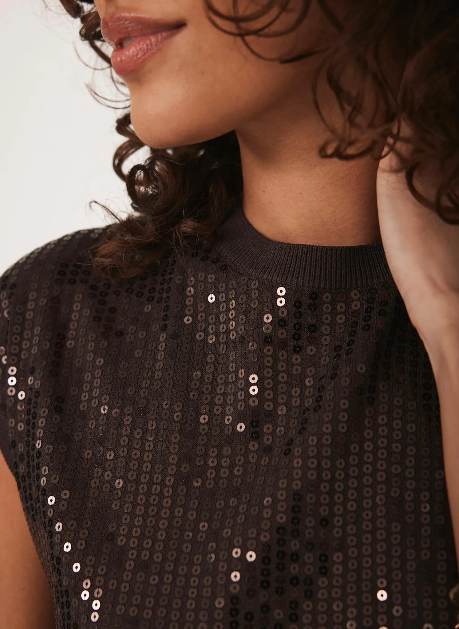 Brown Sequin Knit Top sold by Mint Velvet product image thumbnail 4