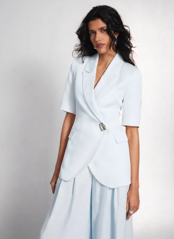 Blue Short Sleeve Longline Blazer sold by Mint Velvet