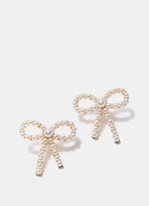 Gold Tone Bow Earrings sold by Mint Velvet