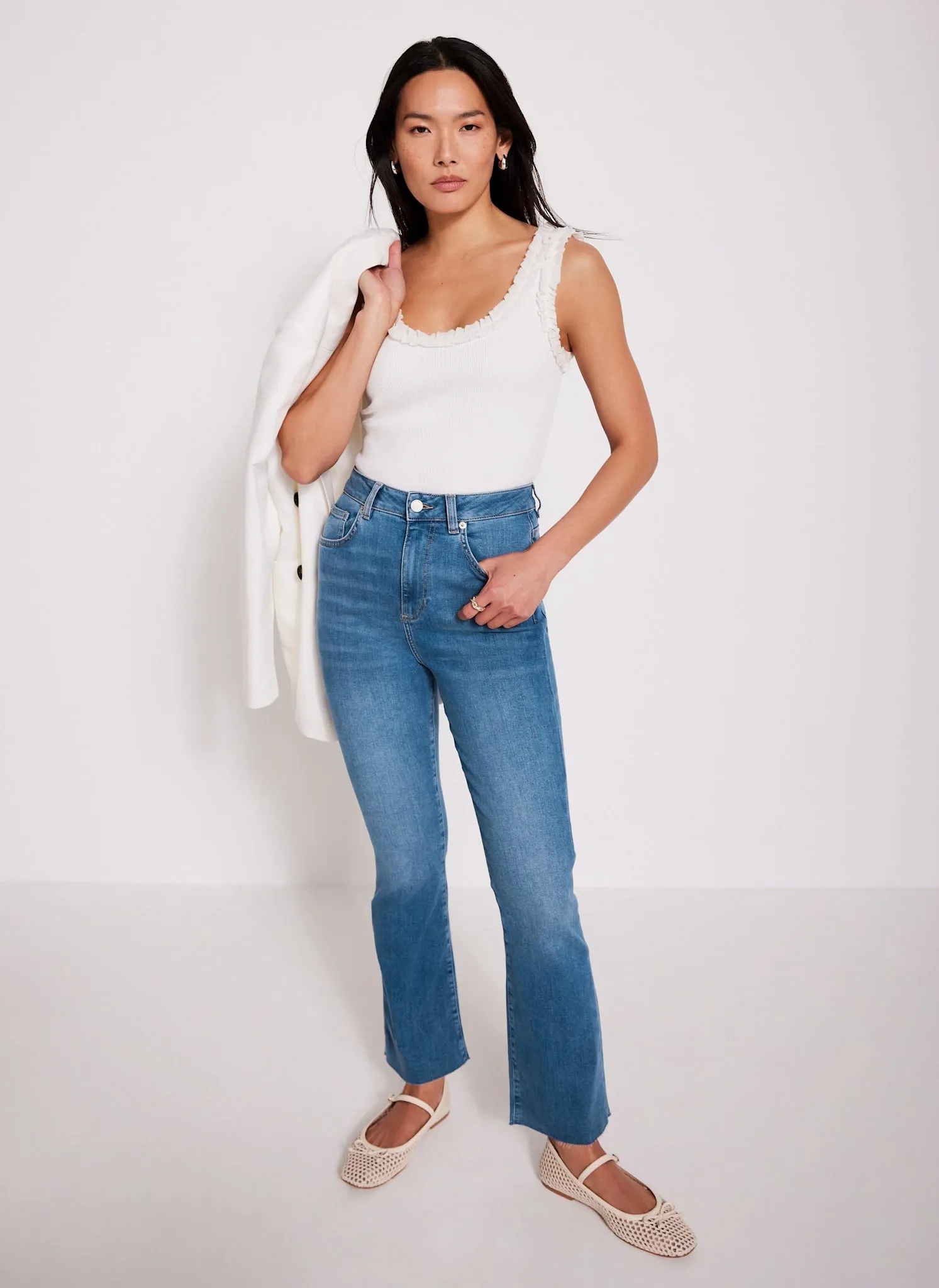 White Ruffle Trim Vest Top sold by Mint Velvet product image thumbnail 3