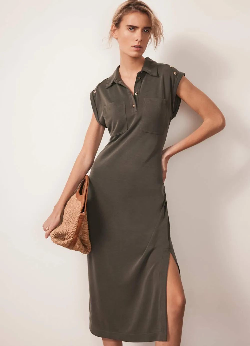 Khaki Utility Midi Dress sold by Mint Velvet