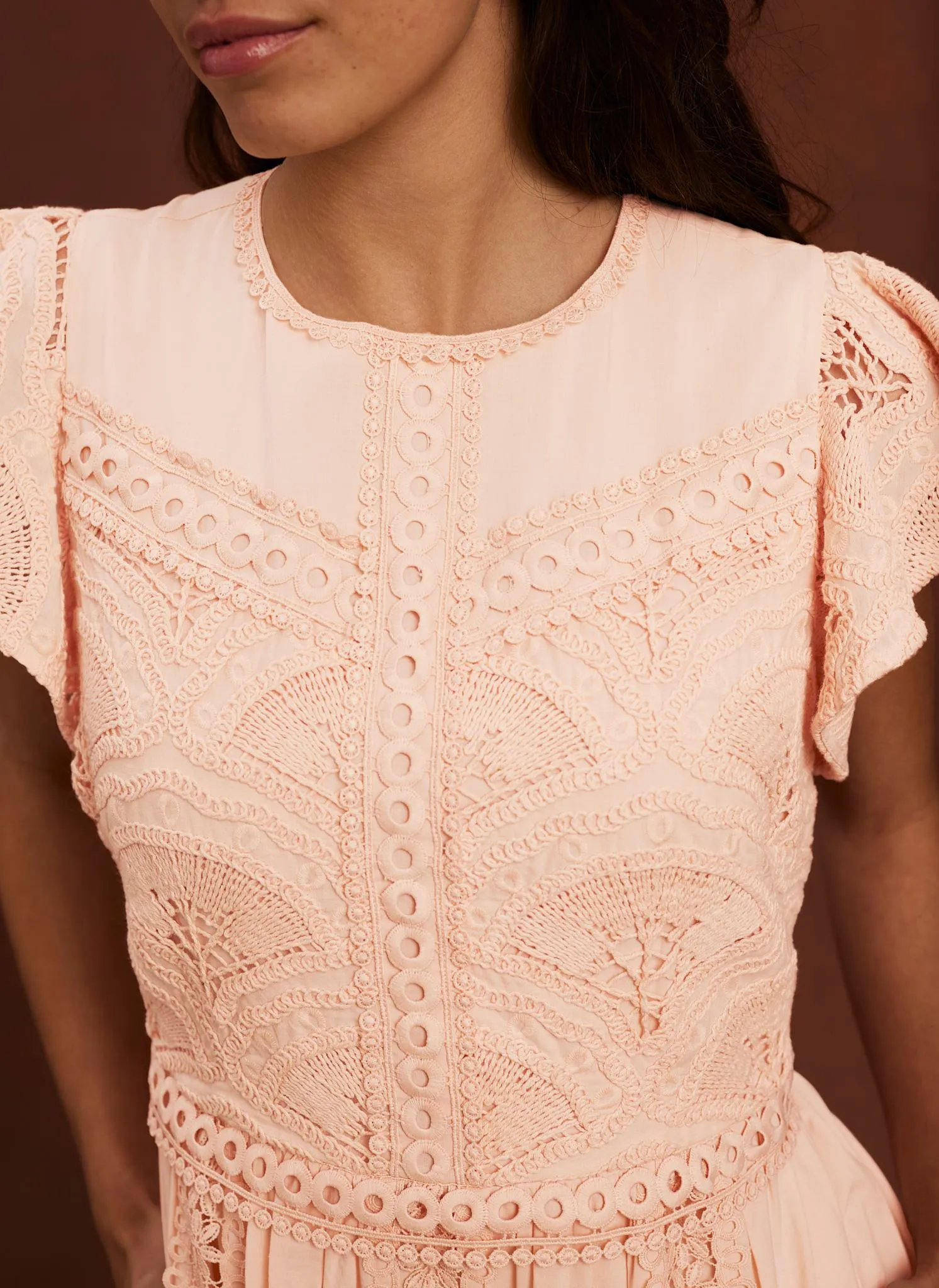 Pink Crochet Cotton Midi Dress sold by Mint Velvet product image thumbnail 4