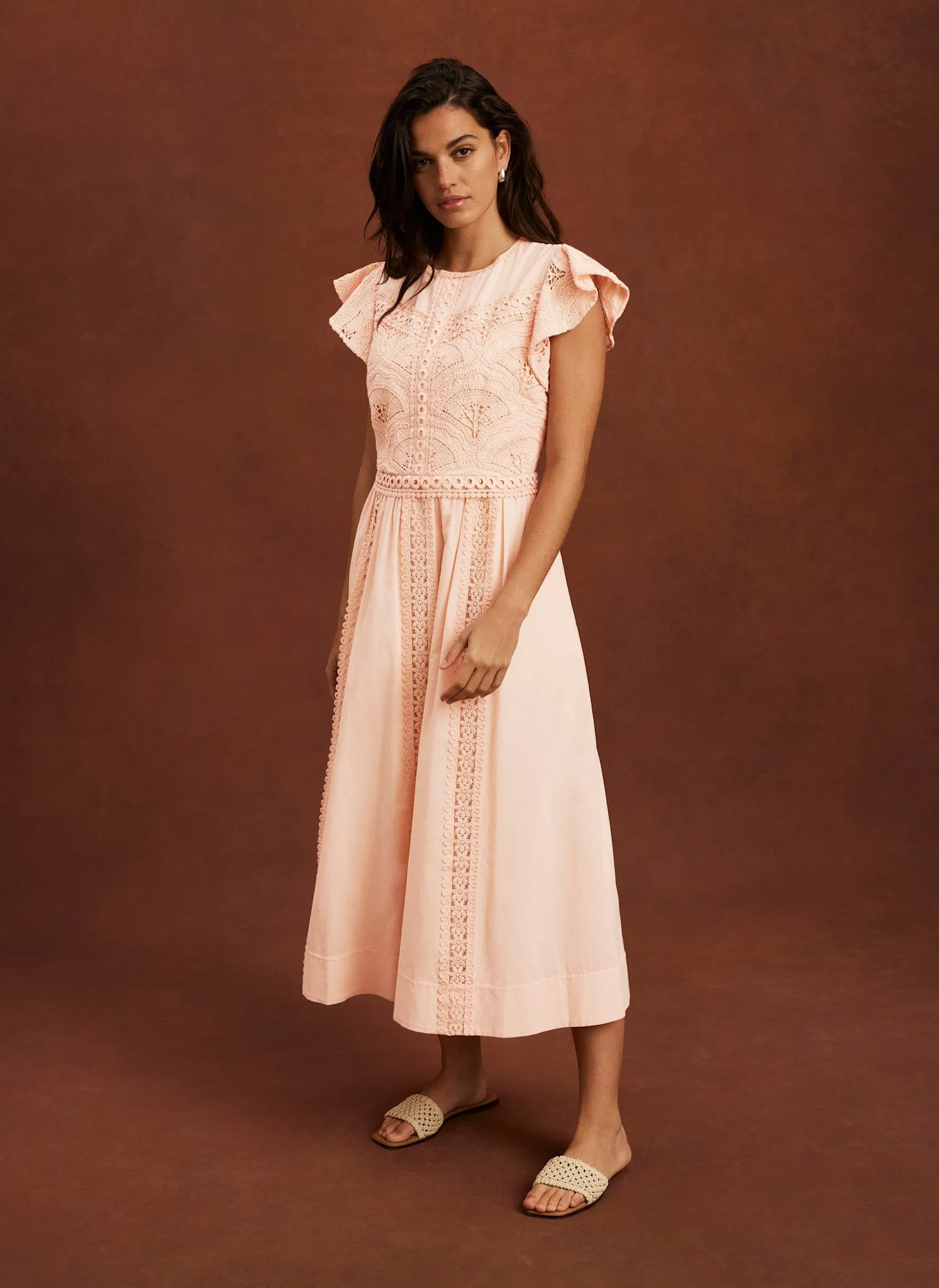 Pink Crochet Cotton Midi Dress sold by Mint Velvet product image thumbnail 5