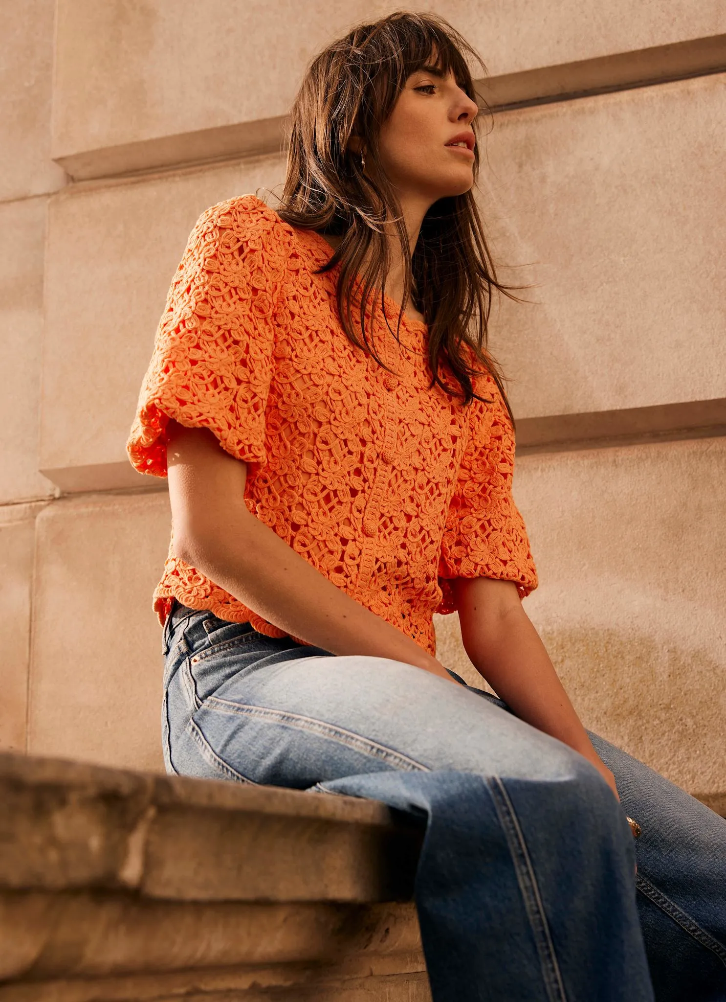Orange Crochet Knit Top sold by Mint Velvet product image thumbnail 4