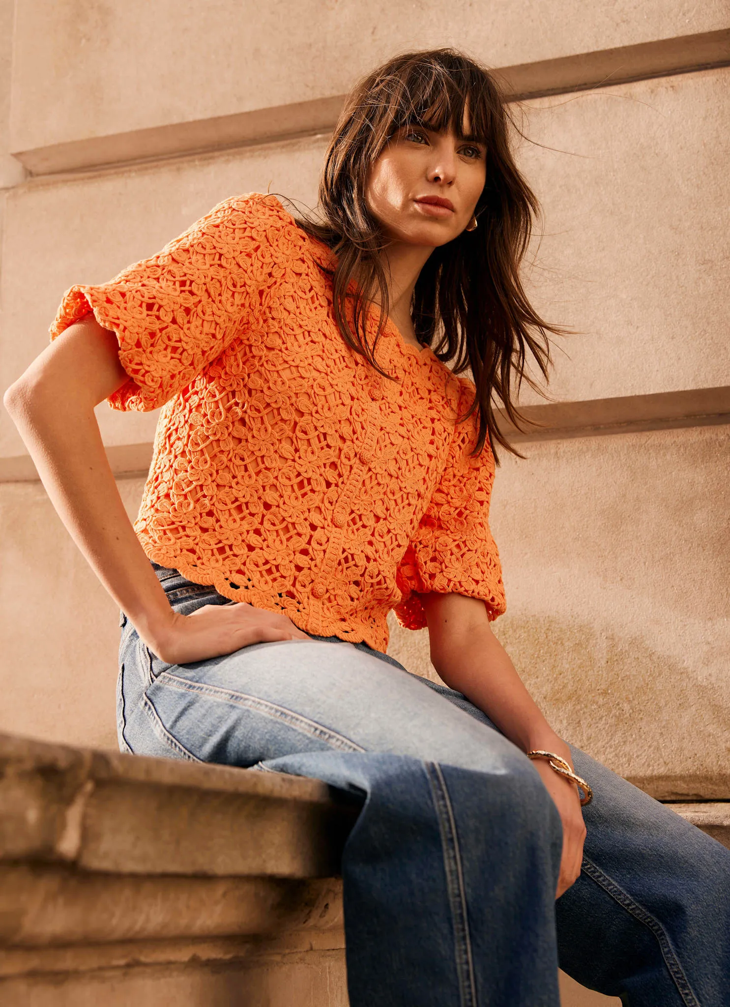 Orange Crochet Knit Top sold by Mint Velvet product image thumbnail 5