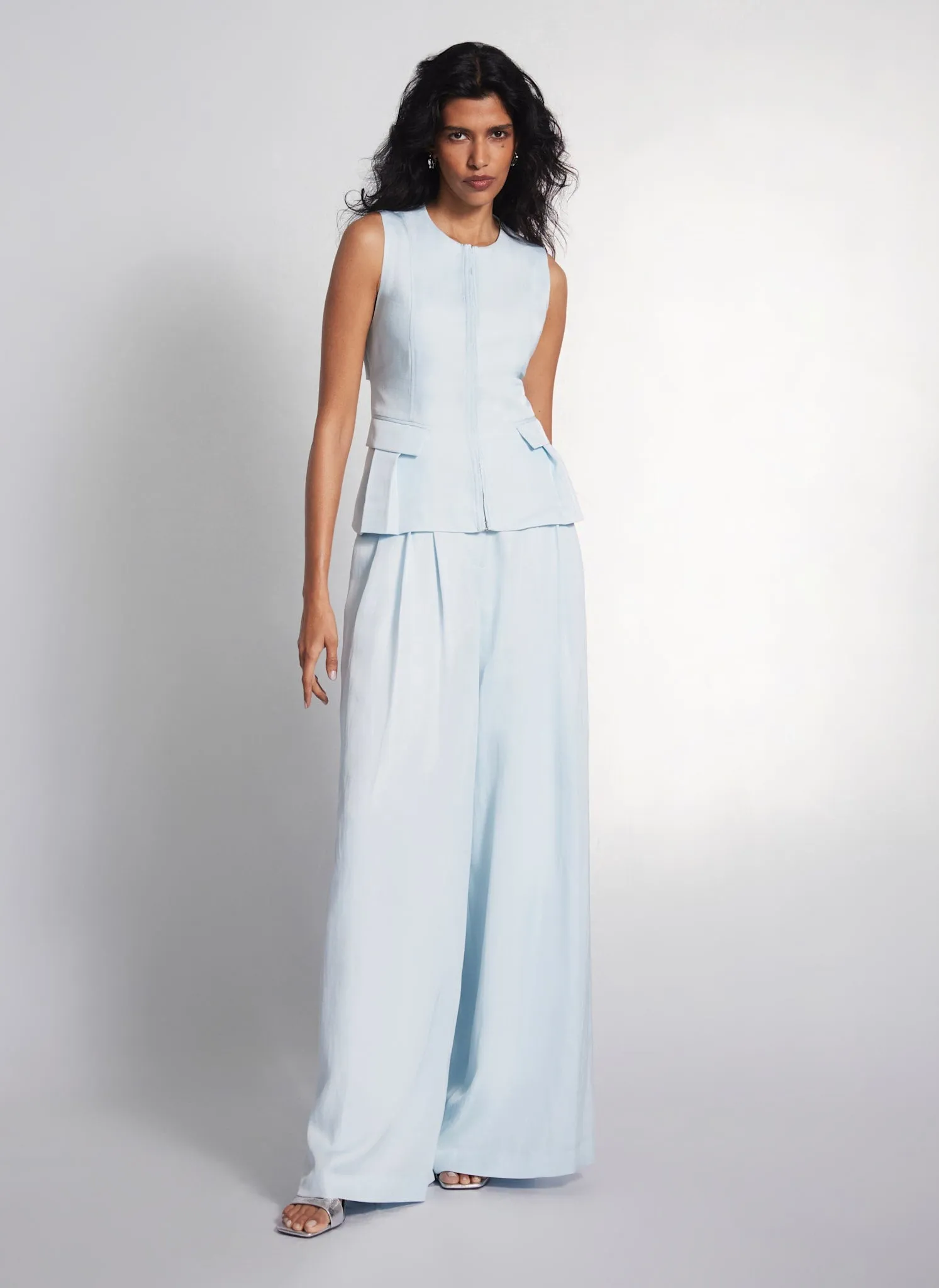 Blue Pleated Wide Trousers sold by Mint Velvet product image thumbnail 5