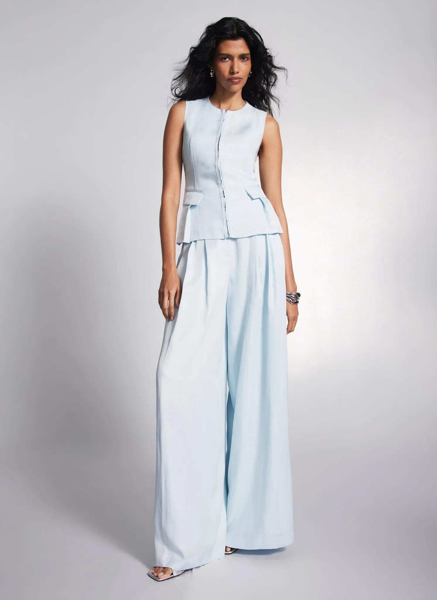 Blue Pleated Wide Trousers sold by Mint Velvet product image thumbnail 2