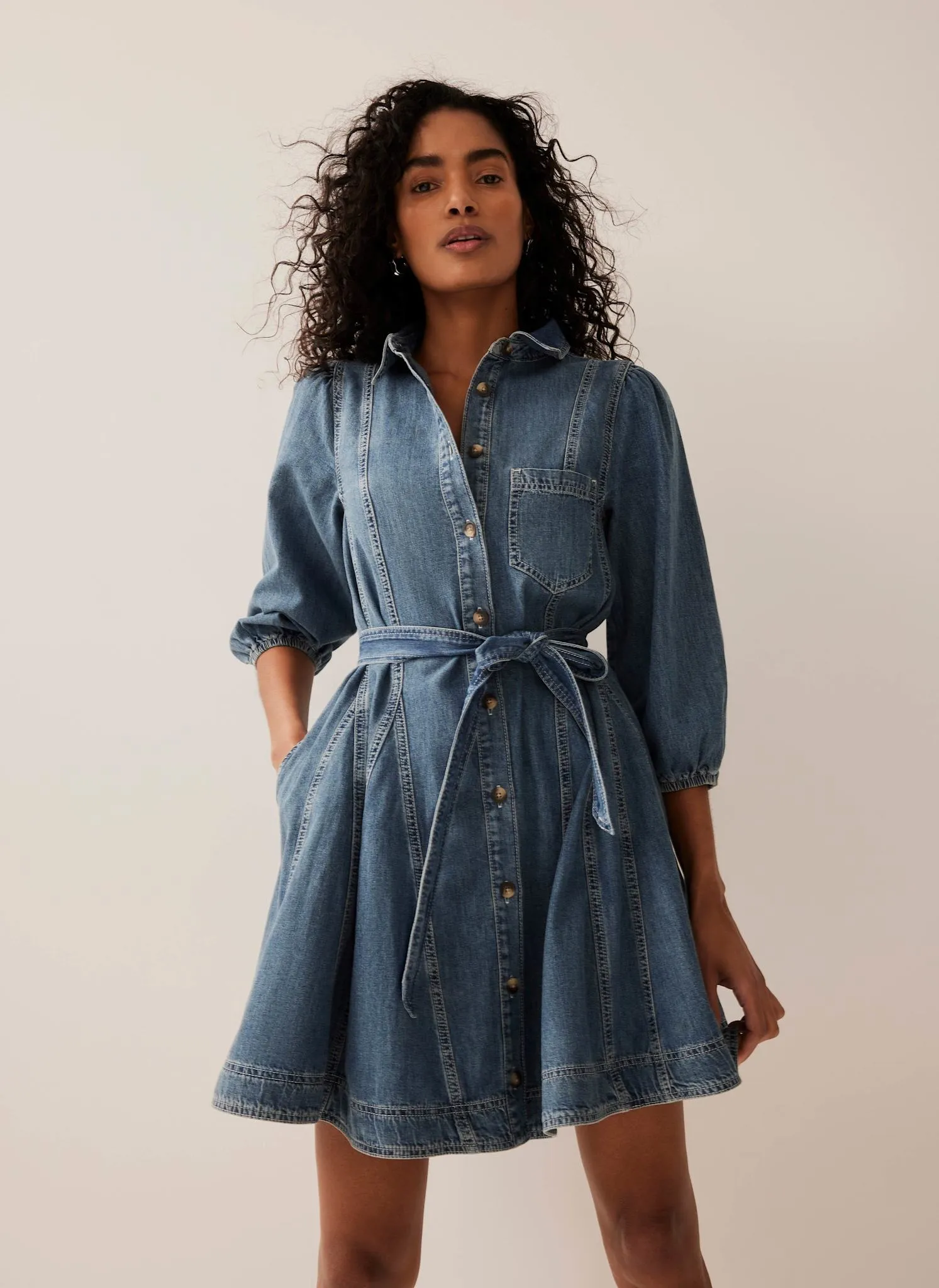 Indigo Denim Mini Shirt Dress sold by Mint Velvet product image thumbnail 2