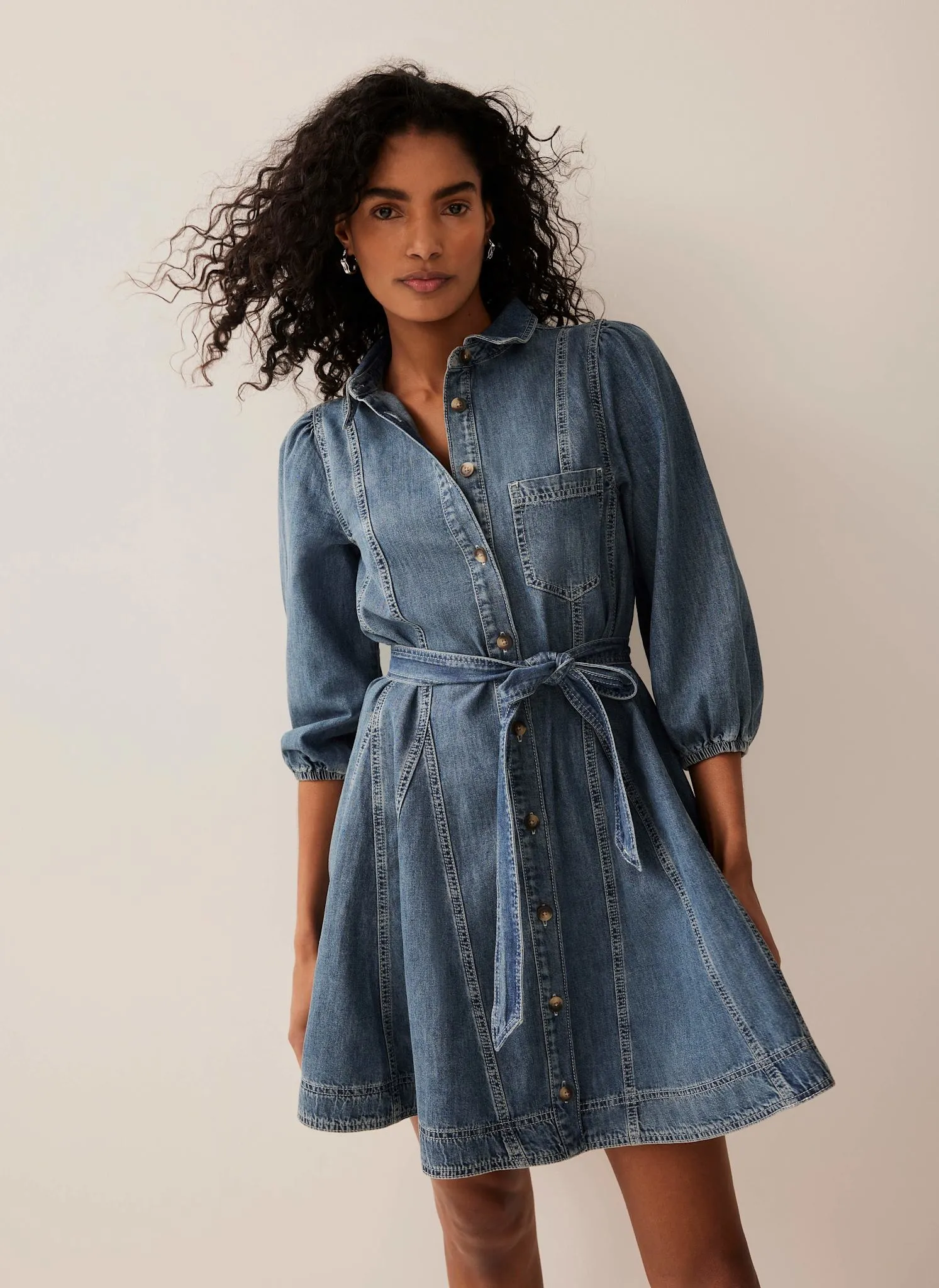 Indigo Denim Mini Shirt Dress sold by Mint Velvet product image thumbnail 5