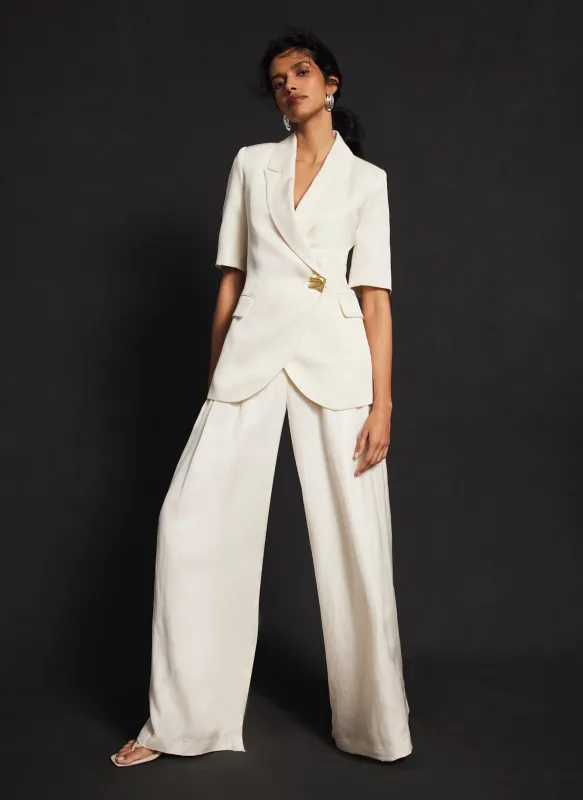 Cream Pleated Wide Trousers sold by Mint Velvet