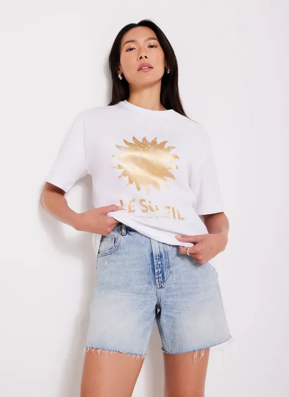 White Gold Foil Soleil T-Shirt sold by Mint Velvet